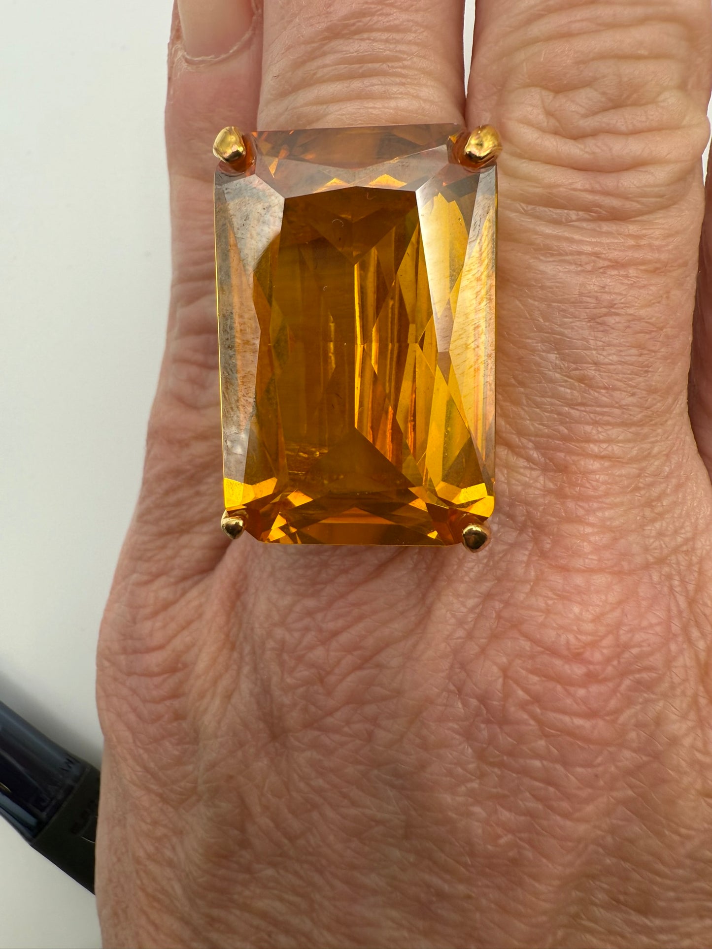 Vintage Golden Hour Citrine Emerald-Cut Statement Ring 8