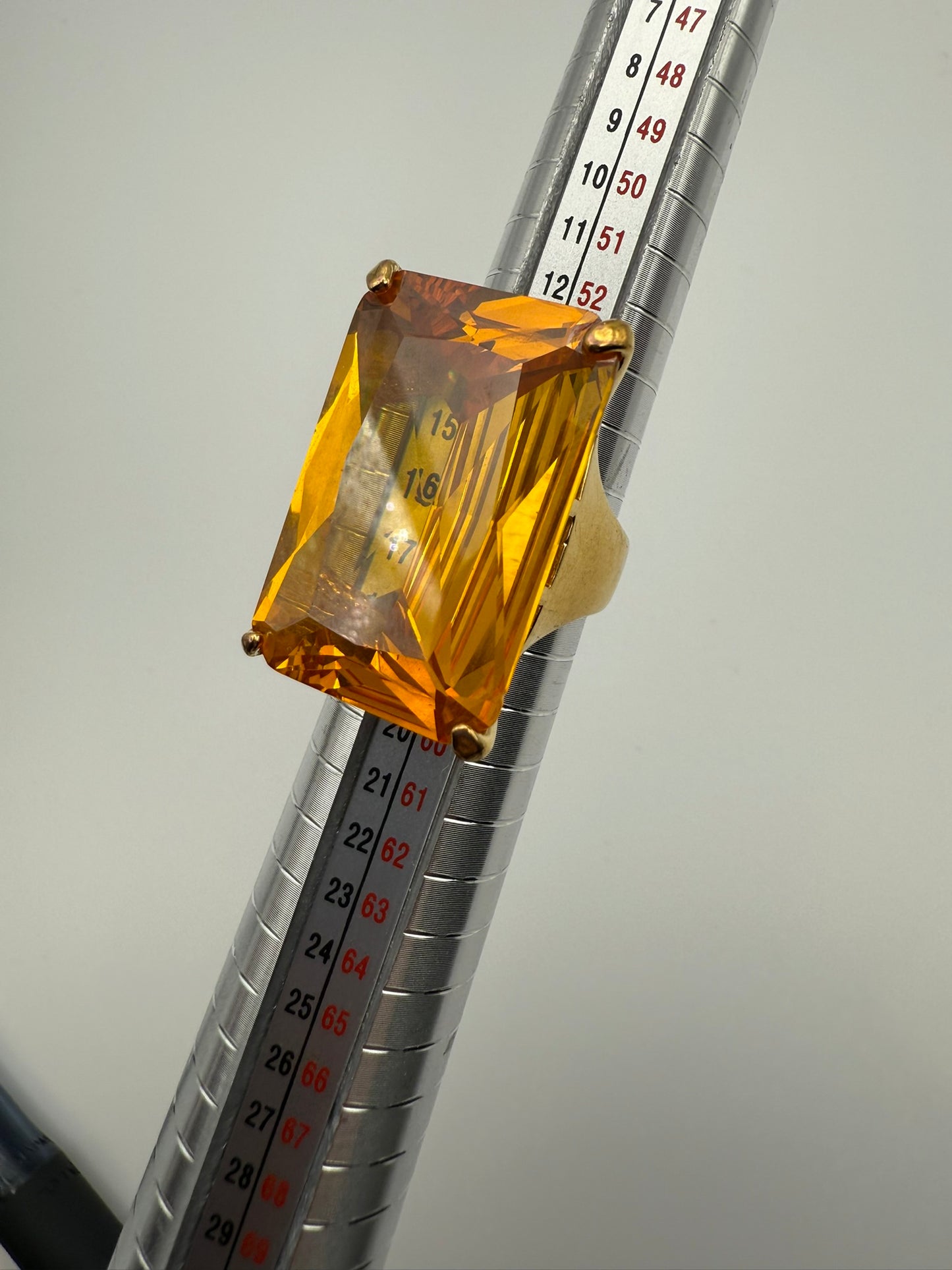 Vintage Golden Hour Citrine Emerald-Cut Statement Ring 8