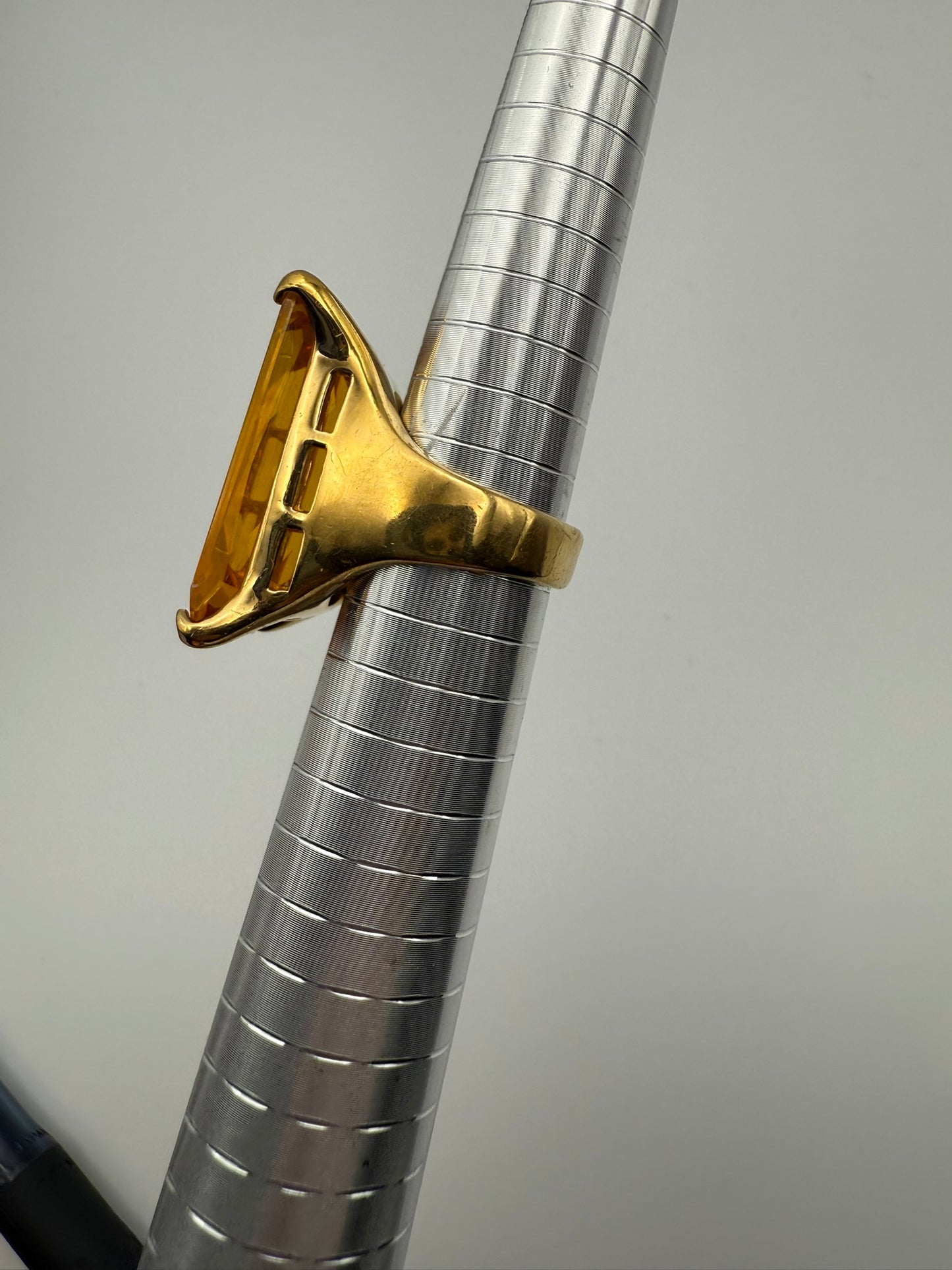 Vintage Golden Hour Citrine Emerald-Cut Statement Ring 8