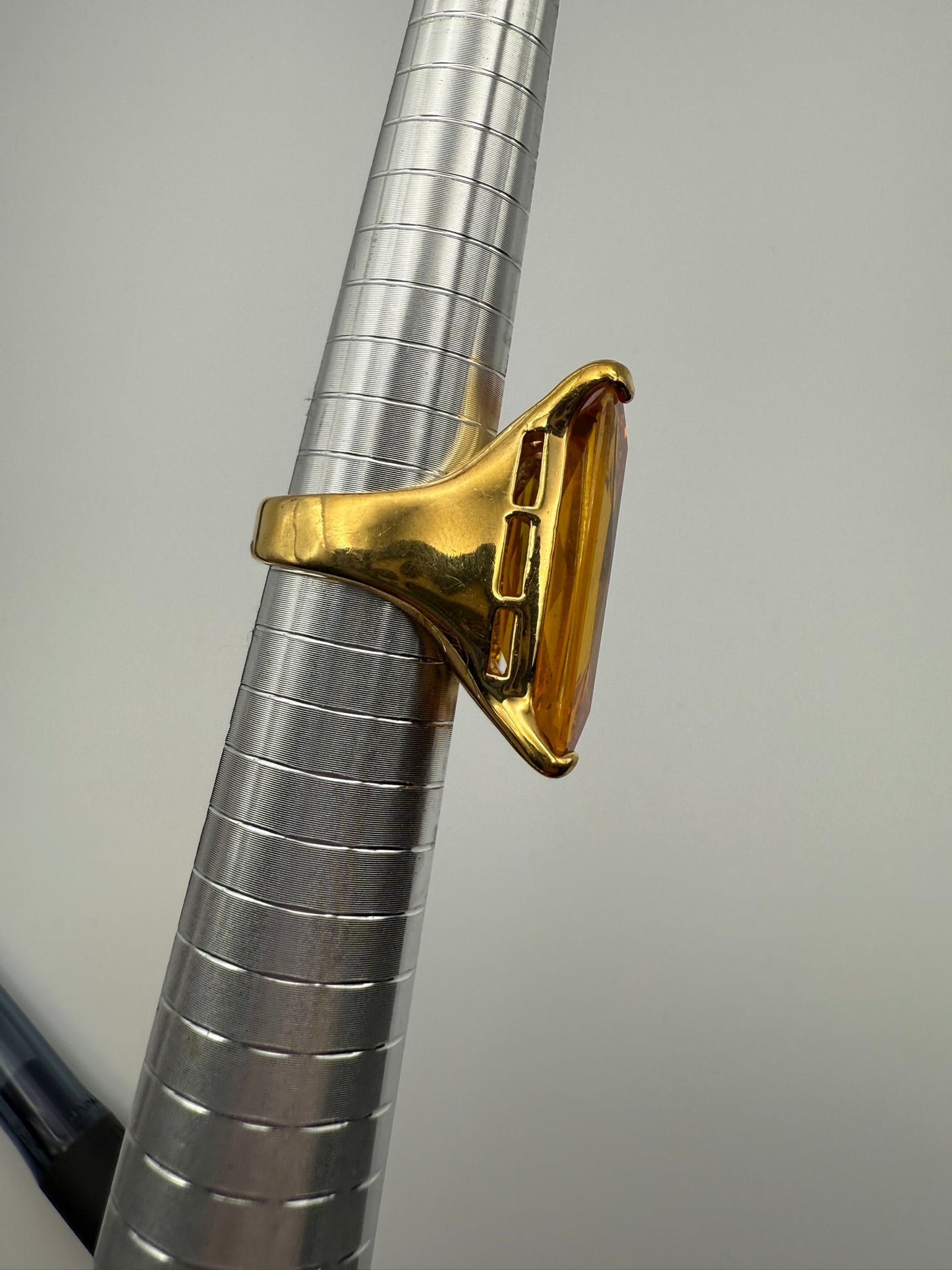 Vintage Golden Hour Citrine Emerald-Cut Statement Ring 8