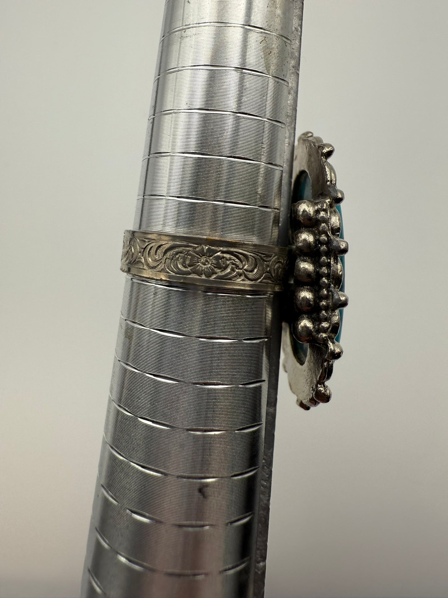 Vintage Turquoise Filigree Statement Ring 9 ADJ