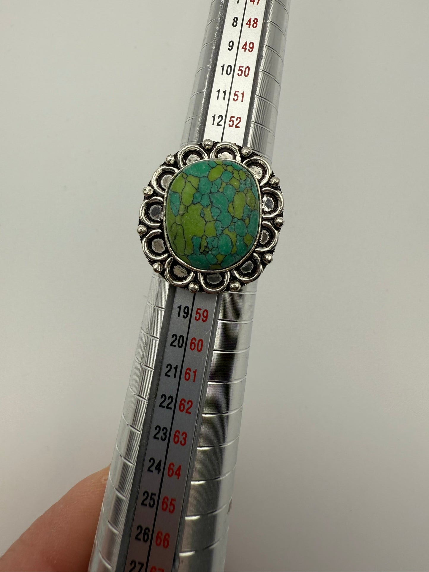 Vintage Mosaic Meadow Turquoise Ring 7.5