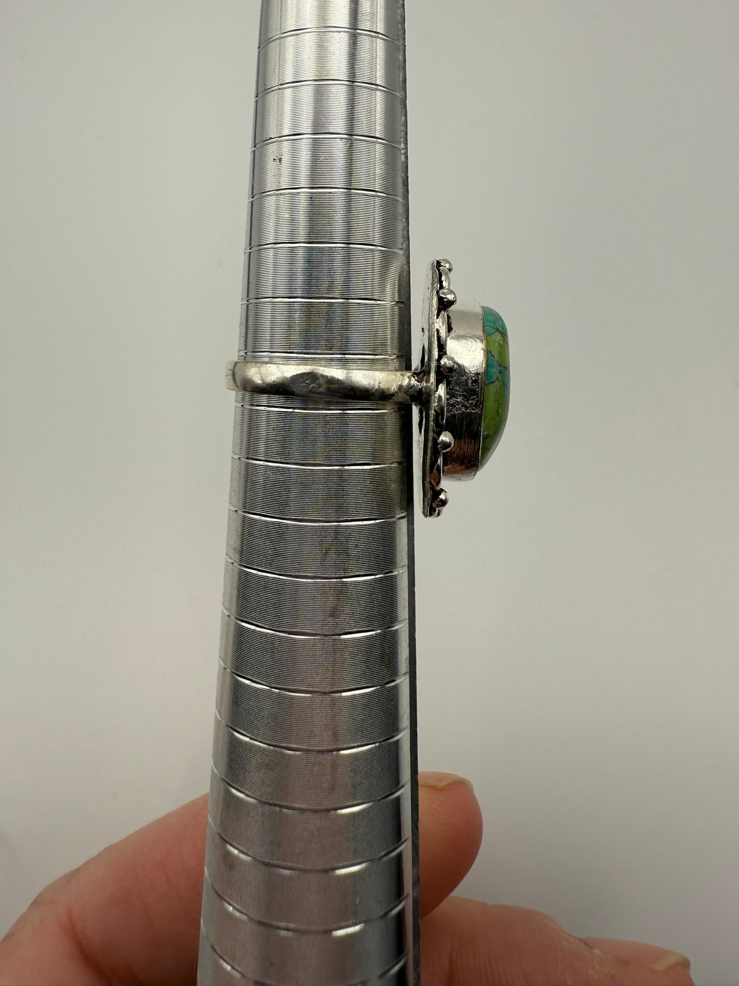 Vintage Mosaic Meadow Turquoise Ring 7.5