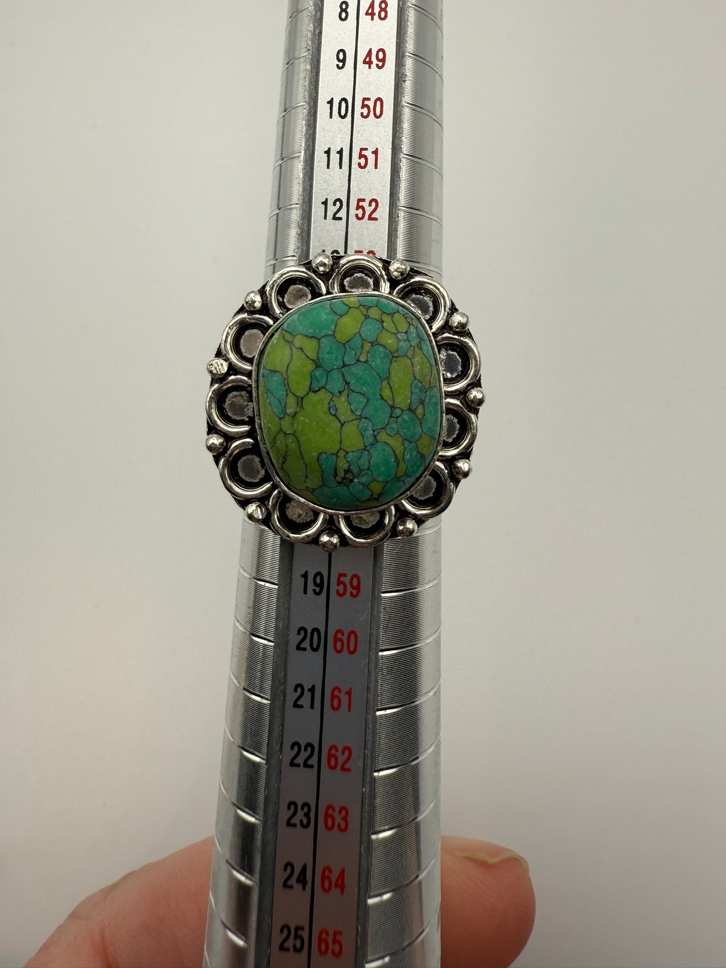 Vintage Mosaic Meadow Turquoise Ring 7.5