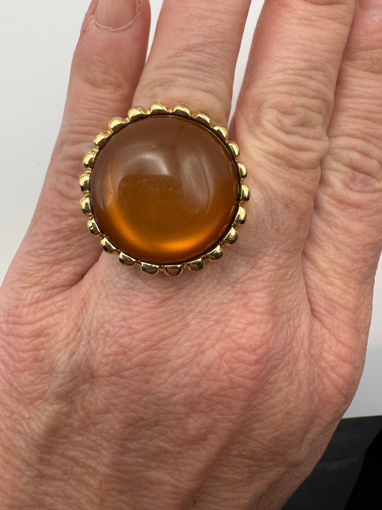 Vintage Golden Honey Cabochon Ring 7.25