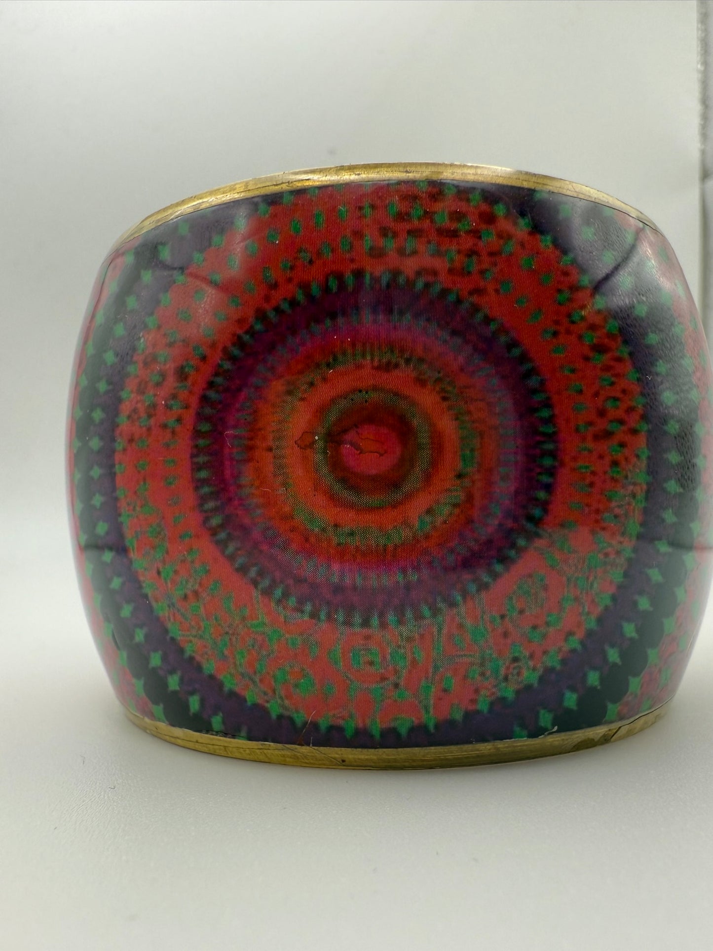 Vintage Crimson Mandala Cuff 7.5"