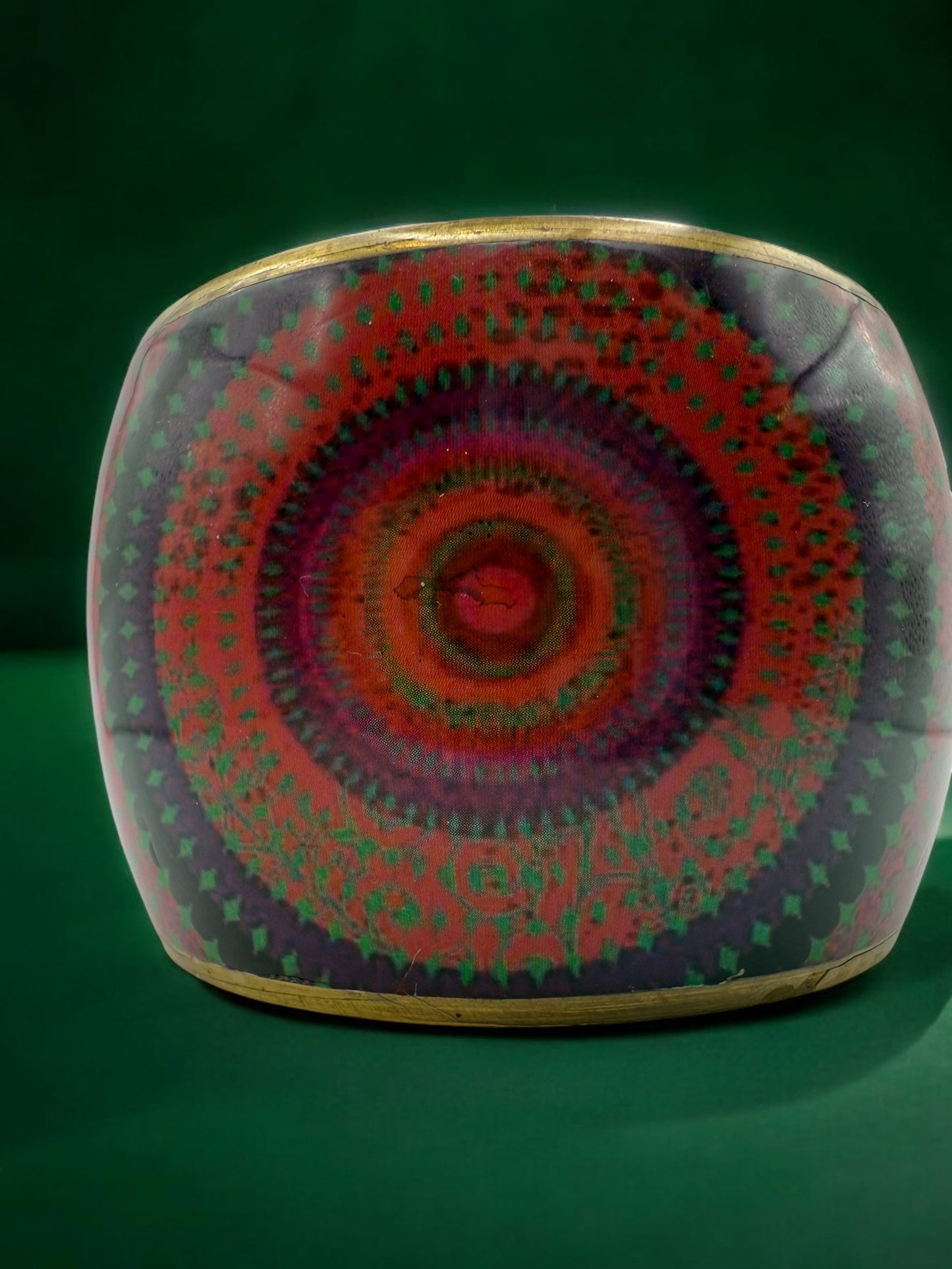 Vintage Crimson Mandala Cuff 7.5"