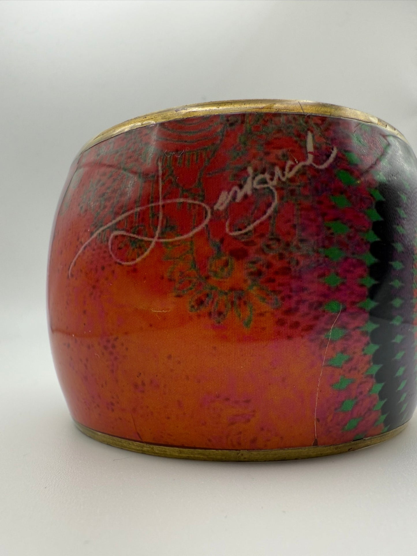 Vintage Crimson Mandala Cuff 7.5"