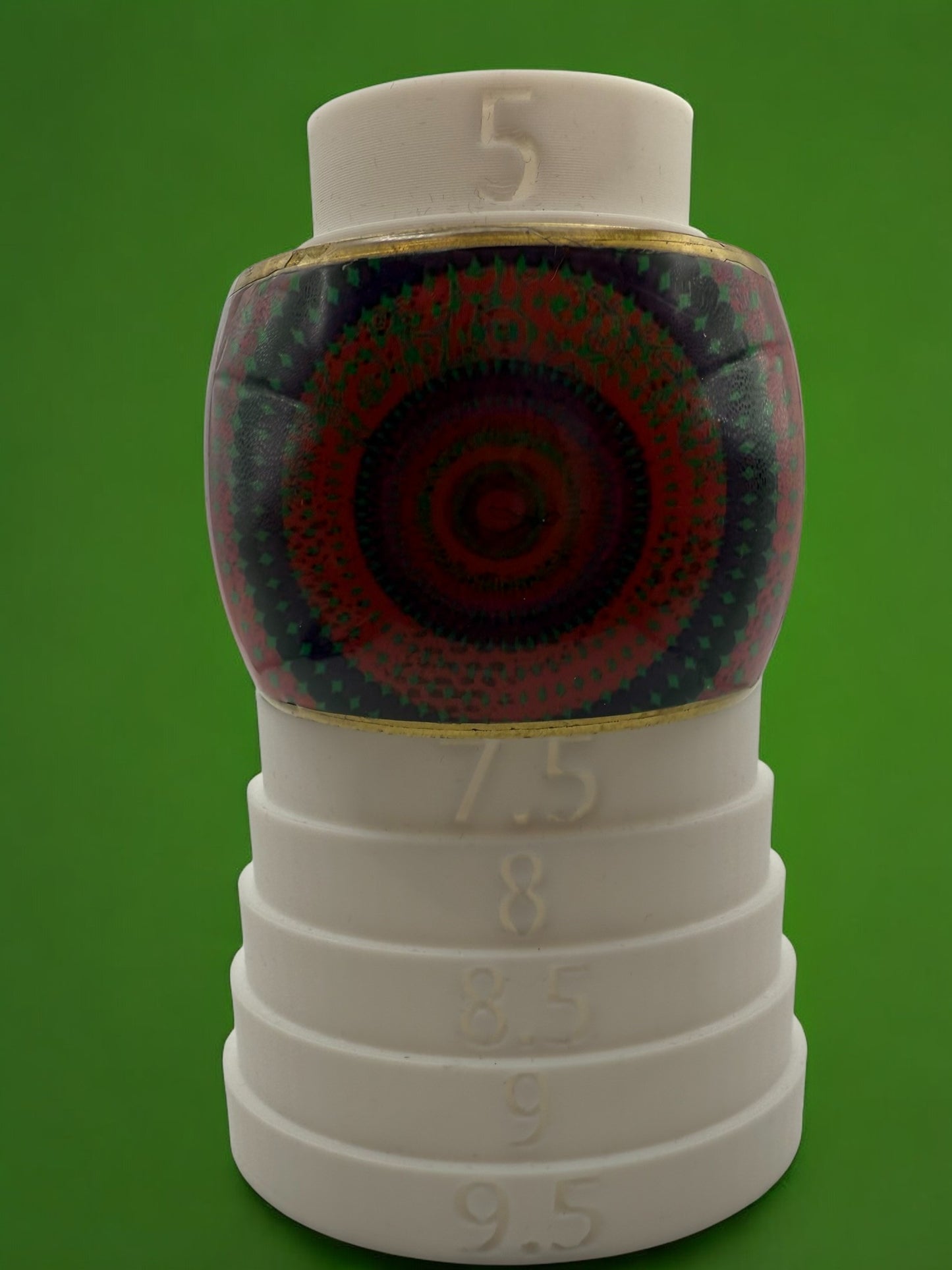 Vintage Crimson Mandala Cuff 7.5"