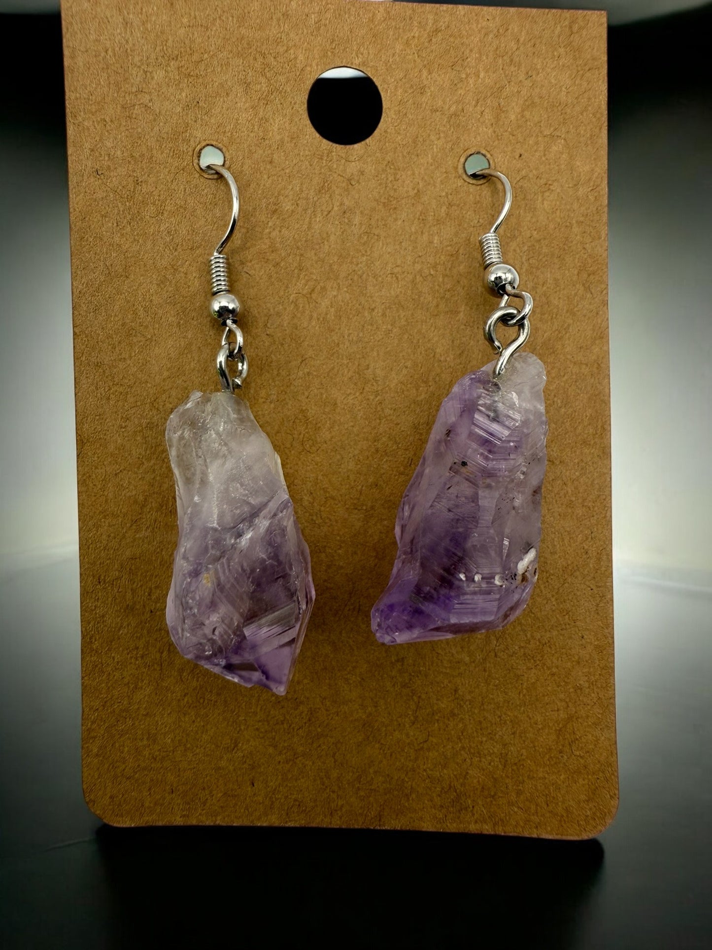 Vintage Raw Amethyst Grounded Drop Earrings