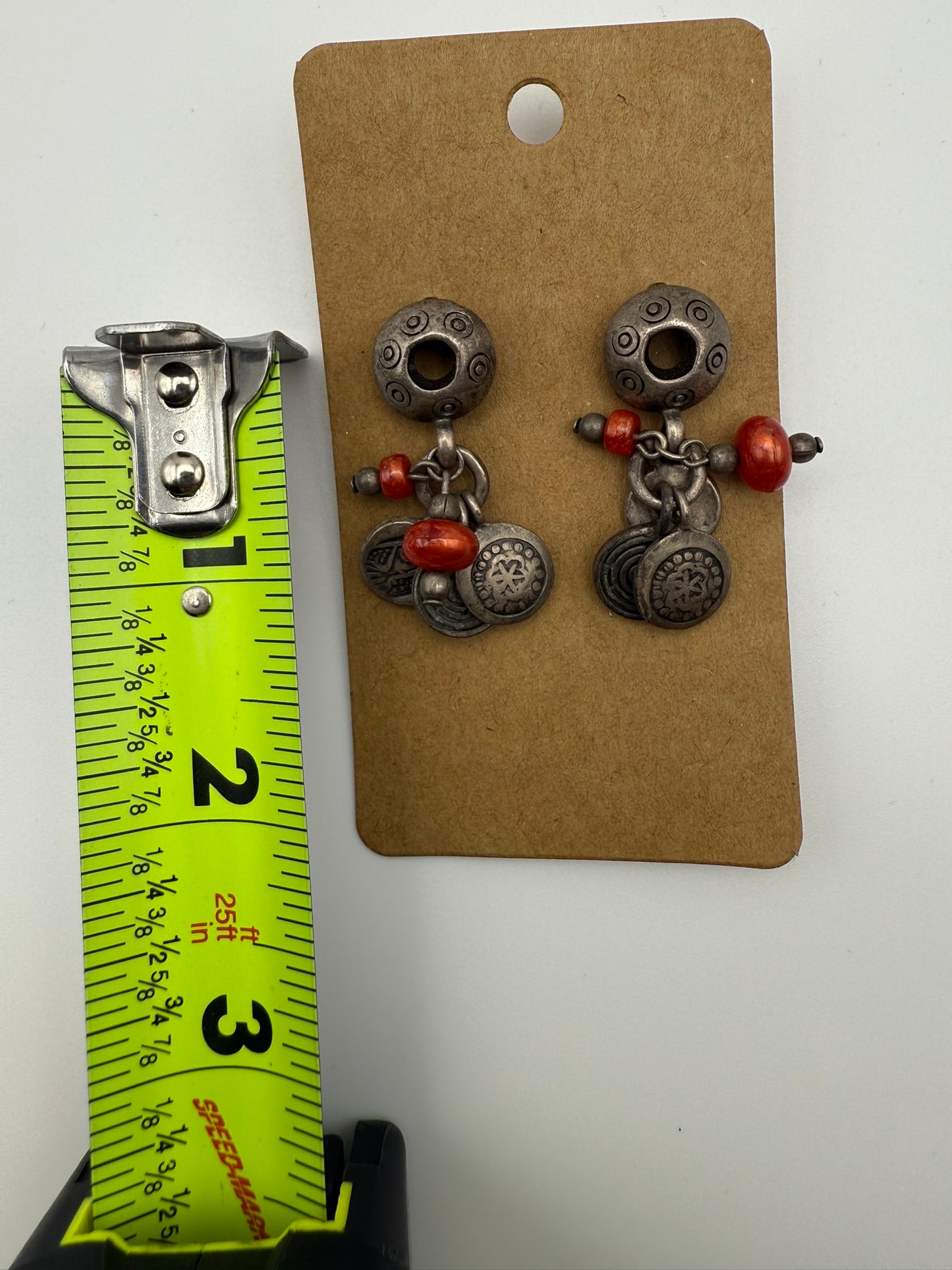 Vintage Wanderer Coin & Carnelian Charm Earrings