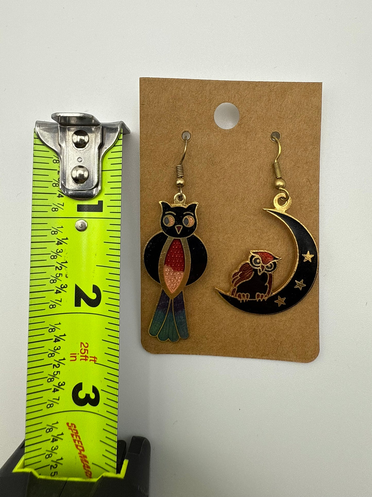 Vintage Midnight Owl & Moon Mismatch Earrings