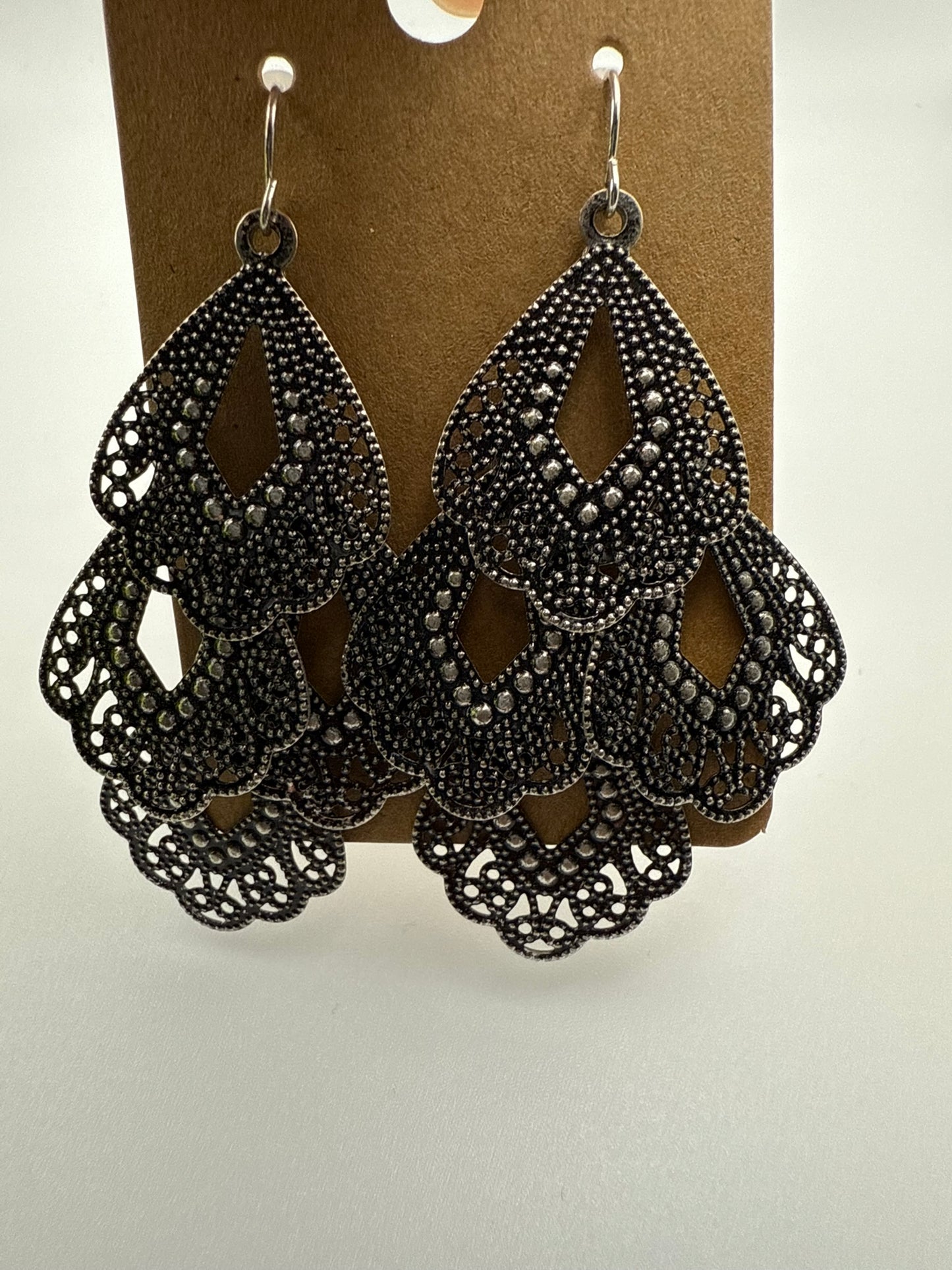 Vintage Midnight Filigree Statement Earrings