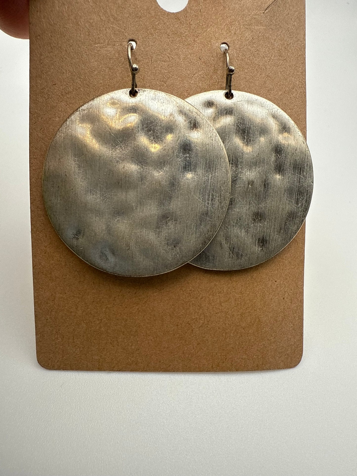 Vintage Hammered Metal Disc Earrings