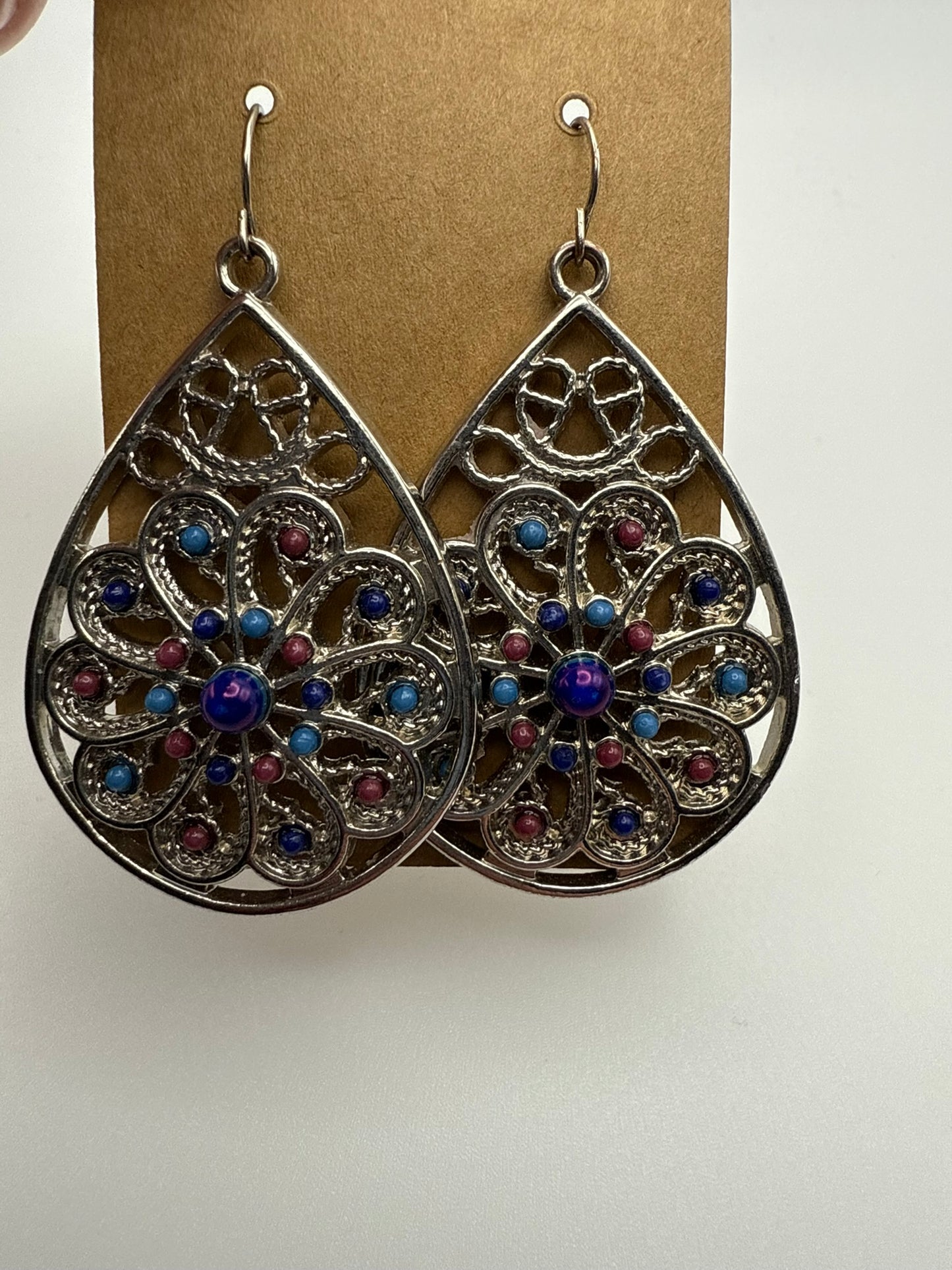 Vintage Midnight Mosaic Teardrop Earrings