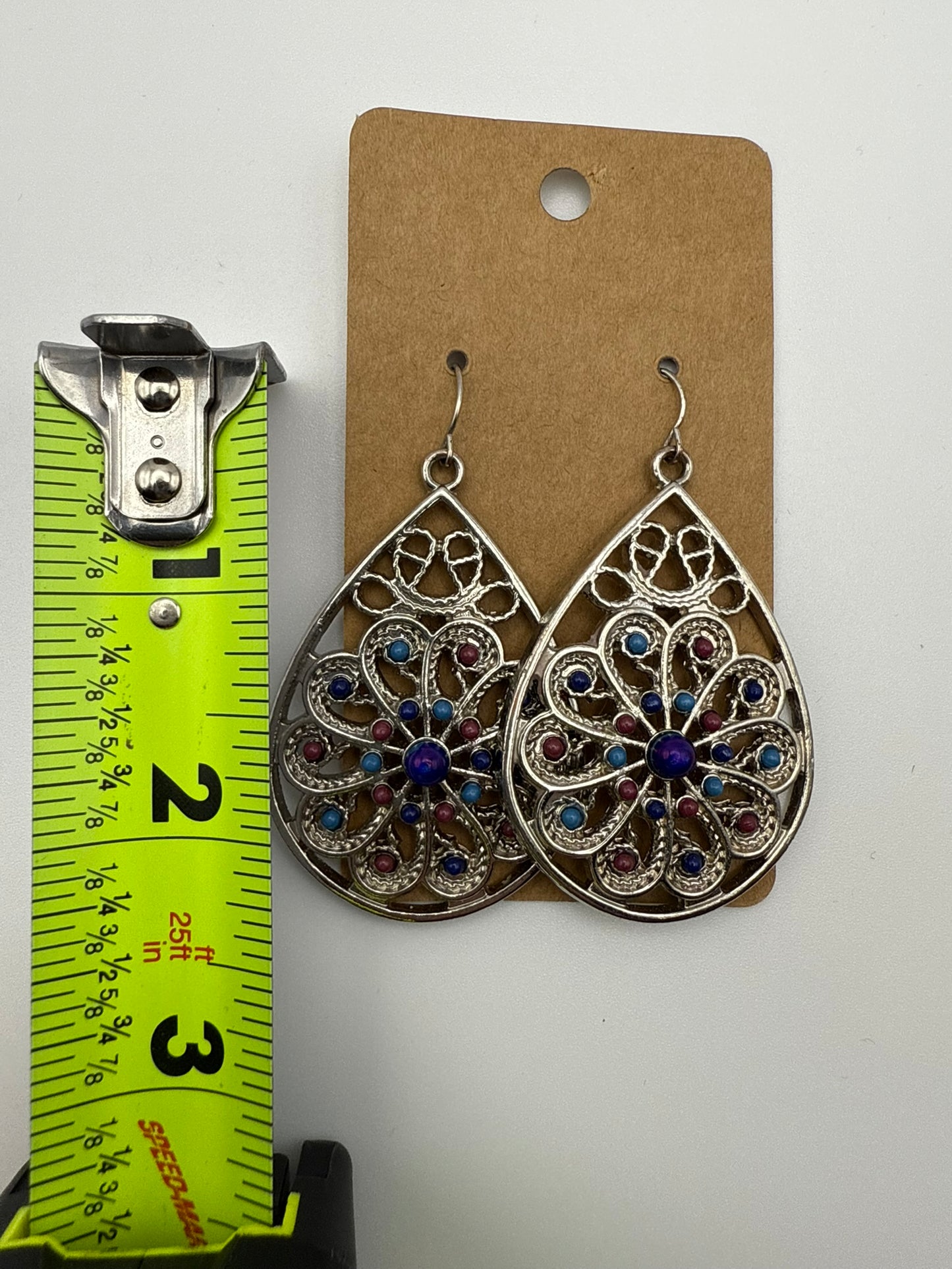 Vintage Midnight Mosaic Teardrop Earrings