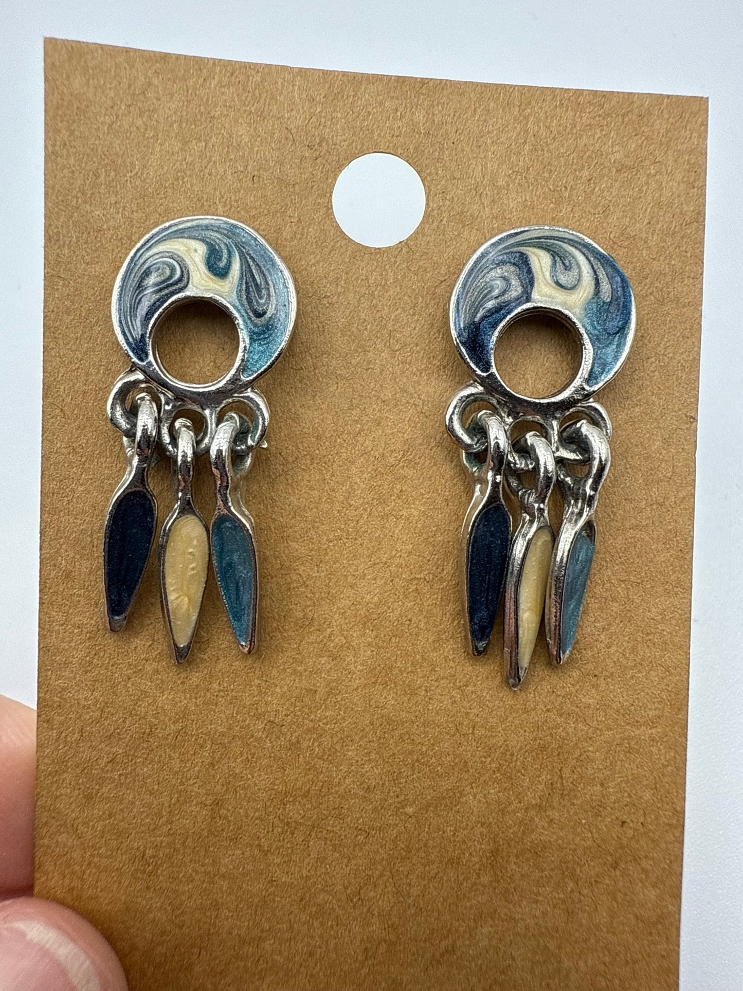 Vintage Marbled Tide Fringe Earrings