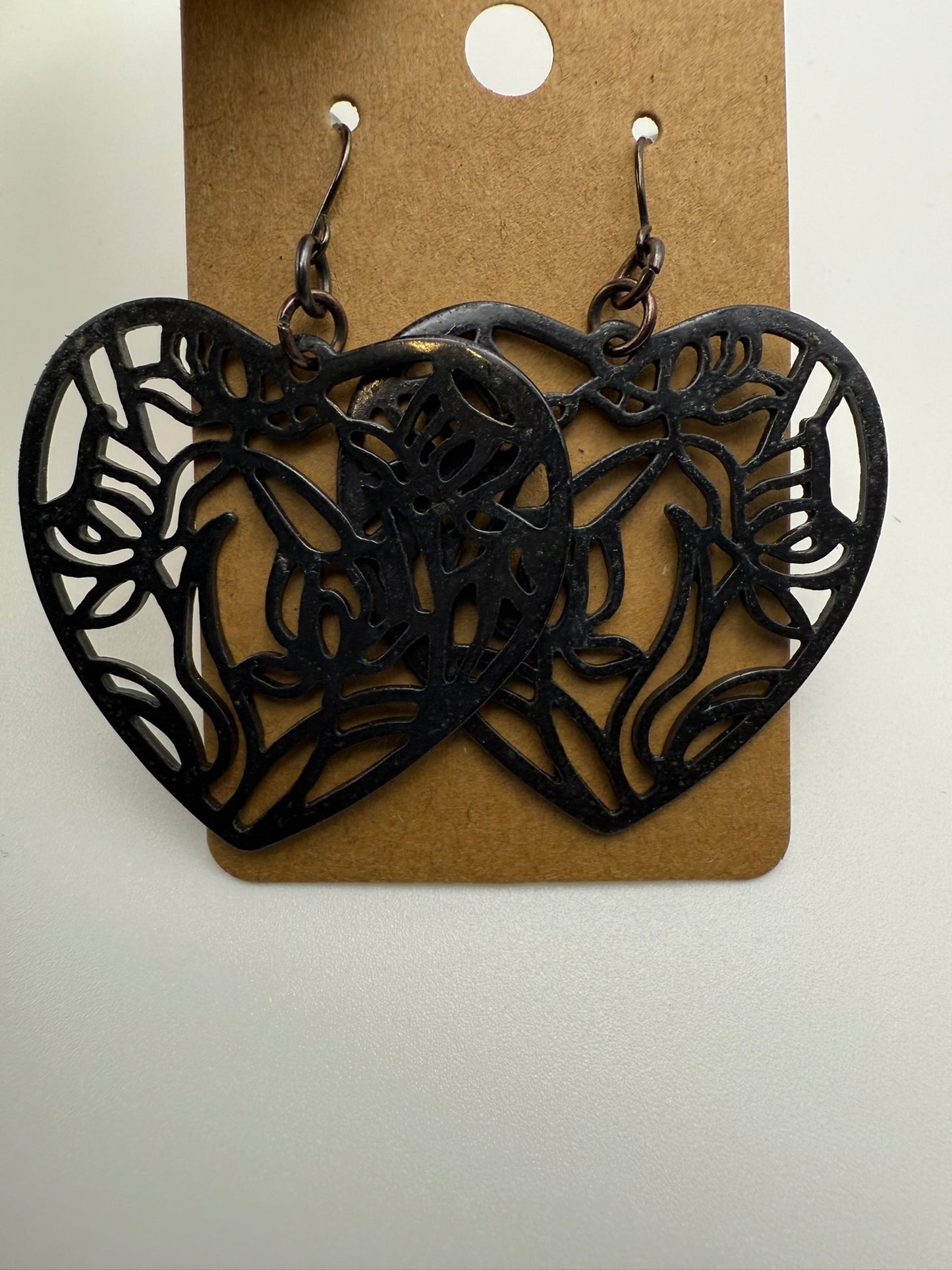 Vintage Midnight Heart Earrings