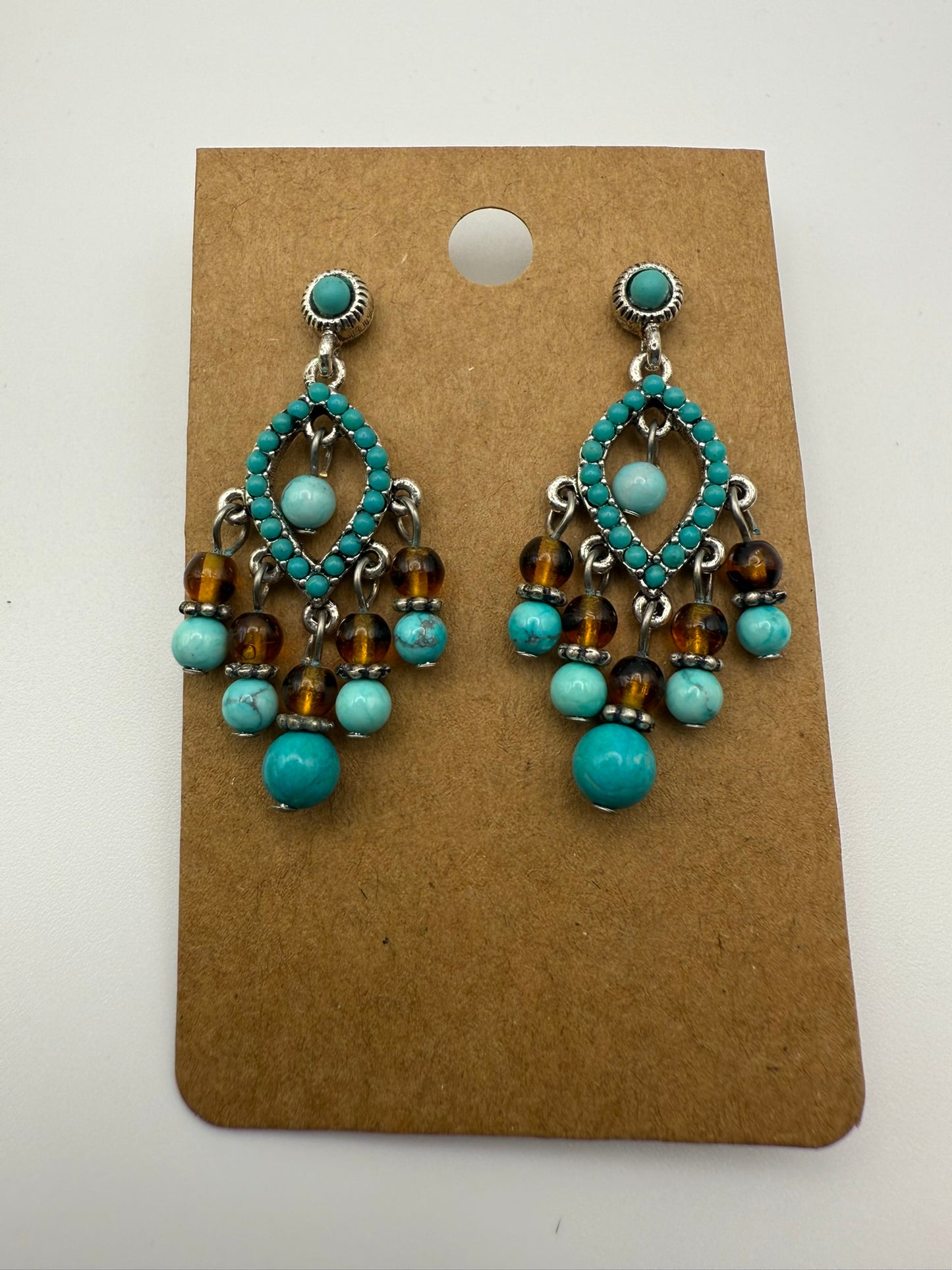 Vintage Desert Turquoise Chandelier Earrings
