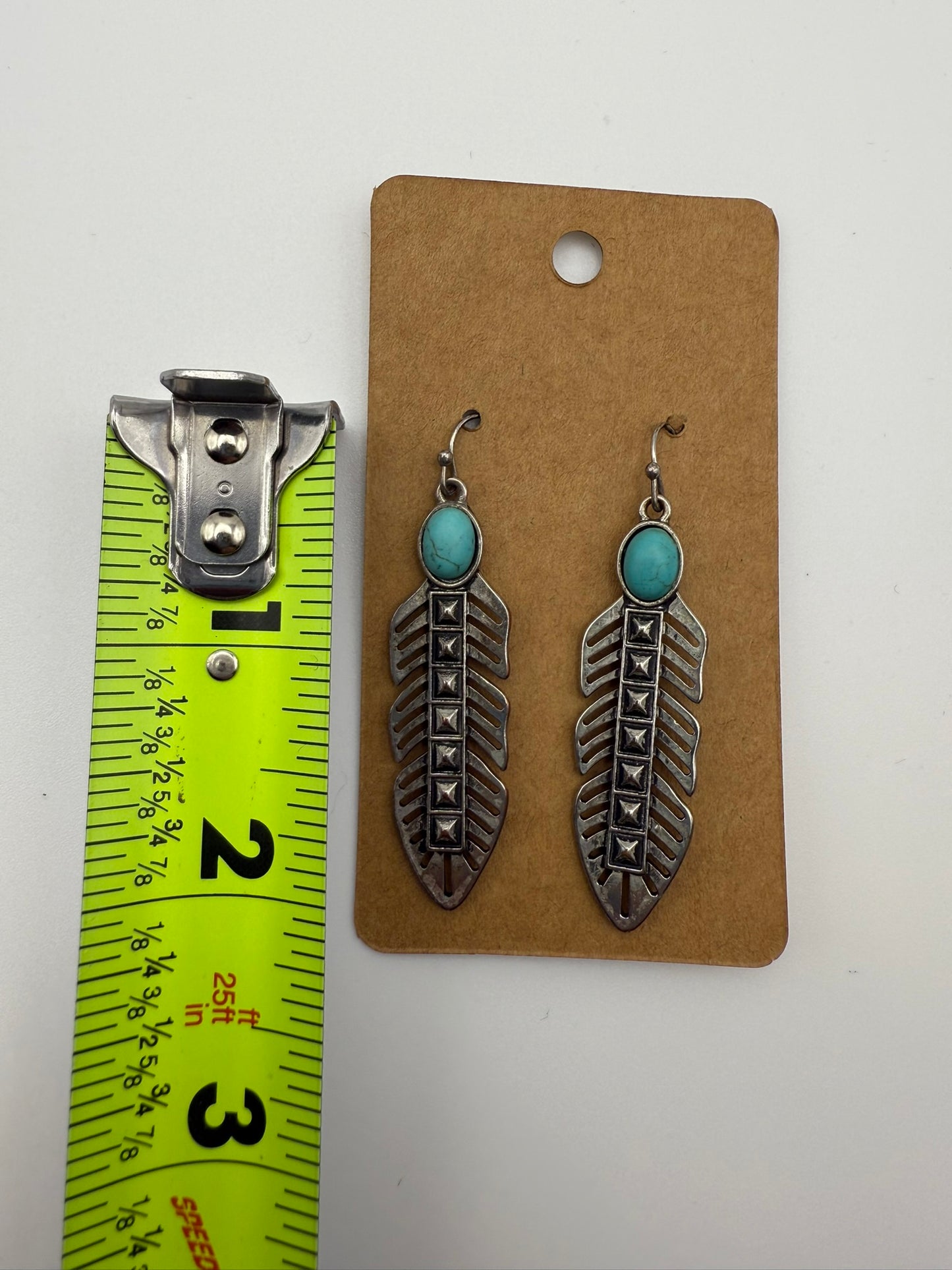 Vintage Turquoise Feather Drop Earrings