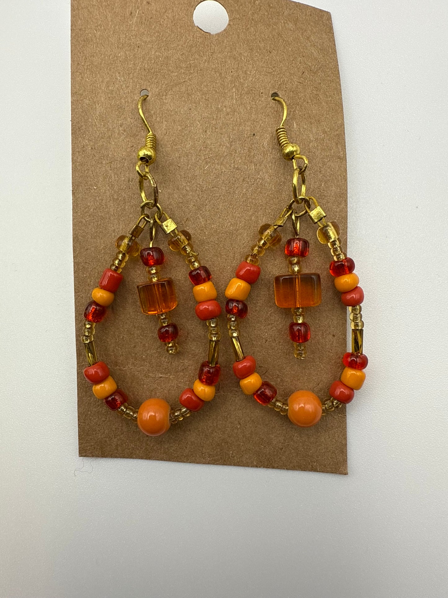 Vintage Amber Glow Beaded Drop Earrings