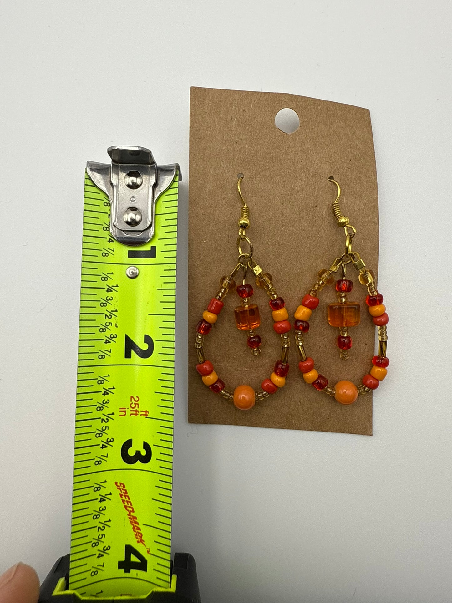 Vintage Amber Glow Beaded Drop Earrings