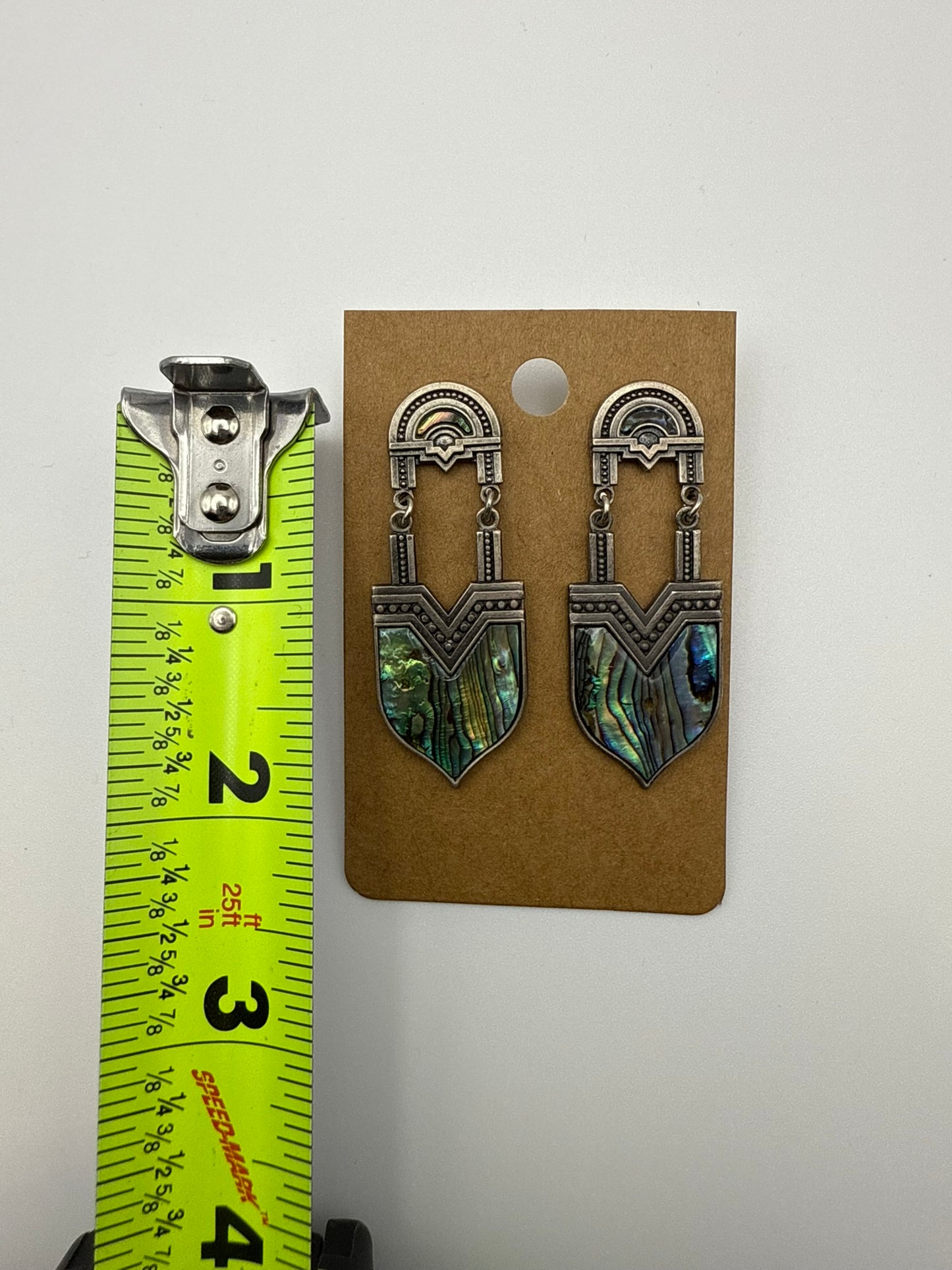 Vintage Richard Nuri Signed Abalone Shield Earrings