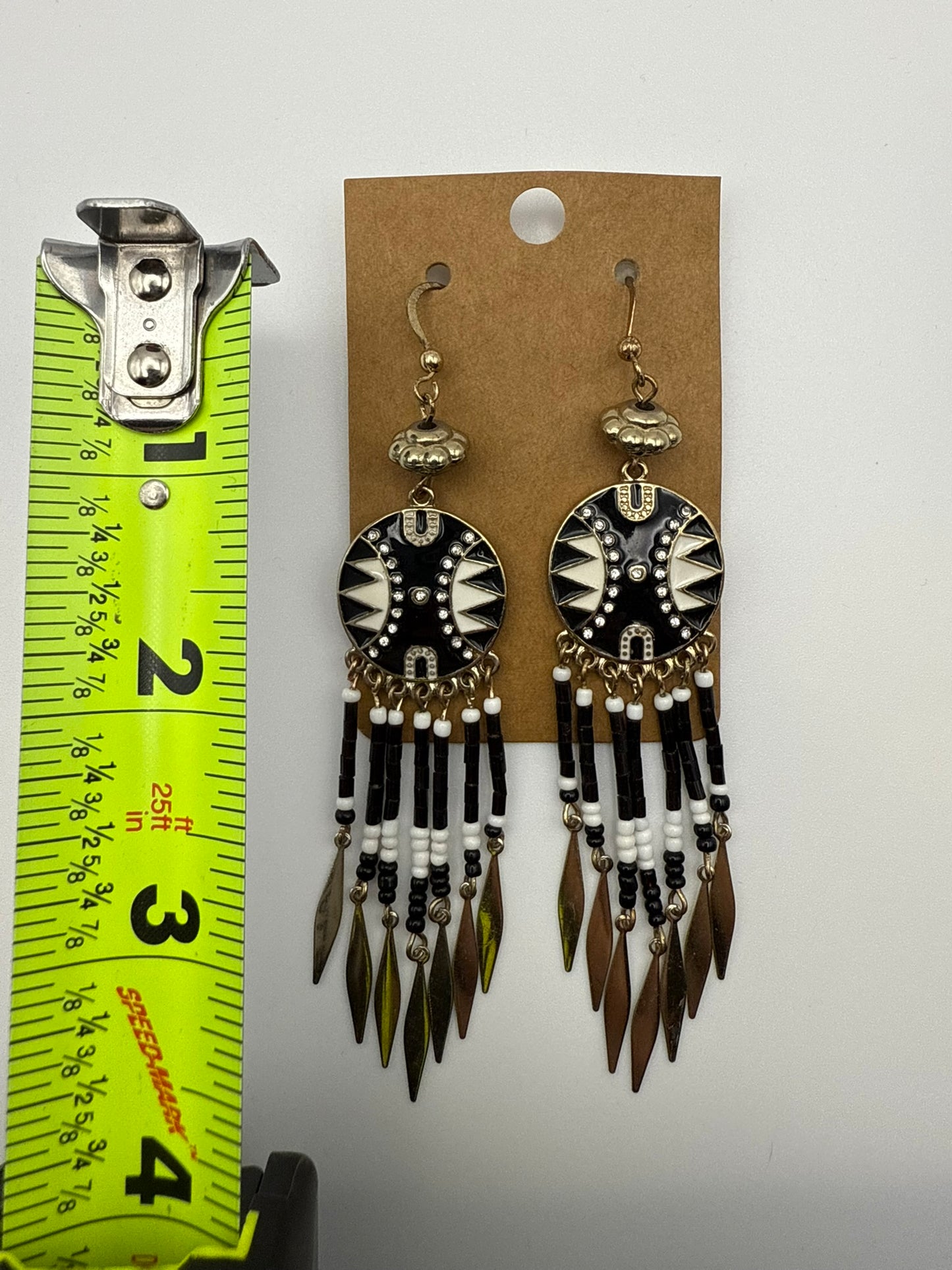 Vintage Midnight Tribal Fringe Earrings