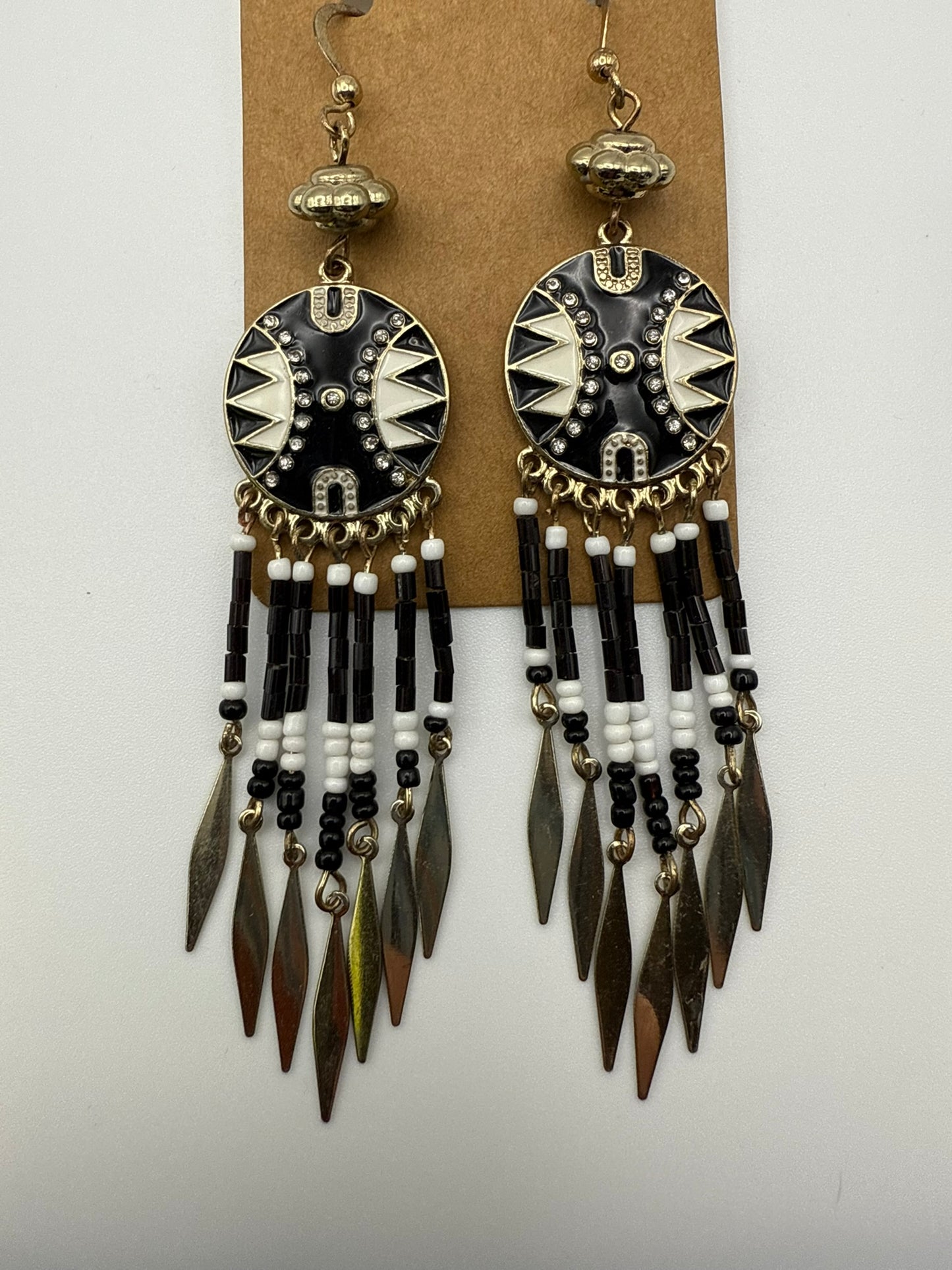 Vintage Midnight Tribal Fringe Earrings