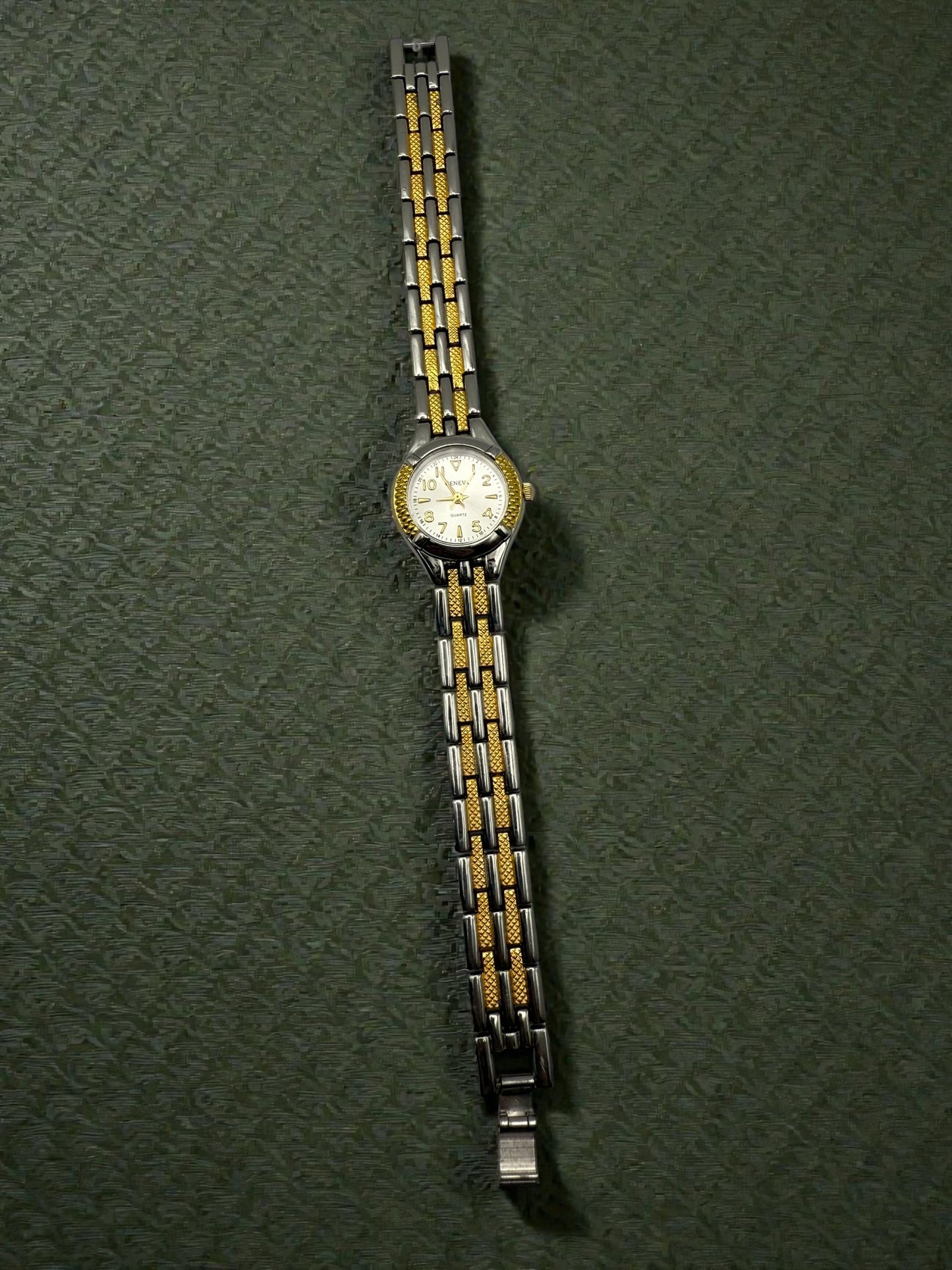 Vintage Mixed Metal Geneva Watch 7"