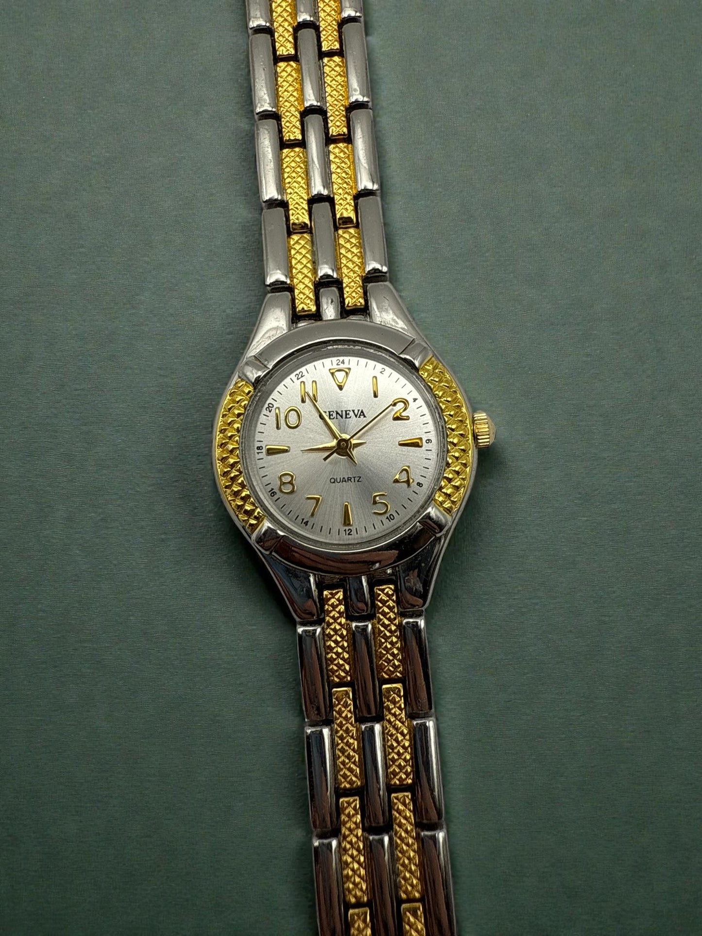 Vintage Mixed Metal Geneva Watch 7"