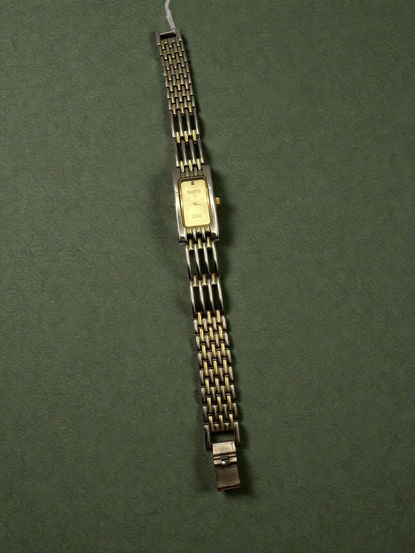 Vintage Mixed Metal Manhattan Diamond Accent Watch 7.5"