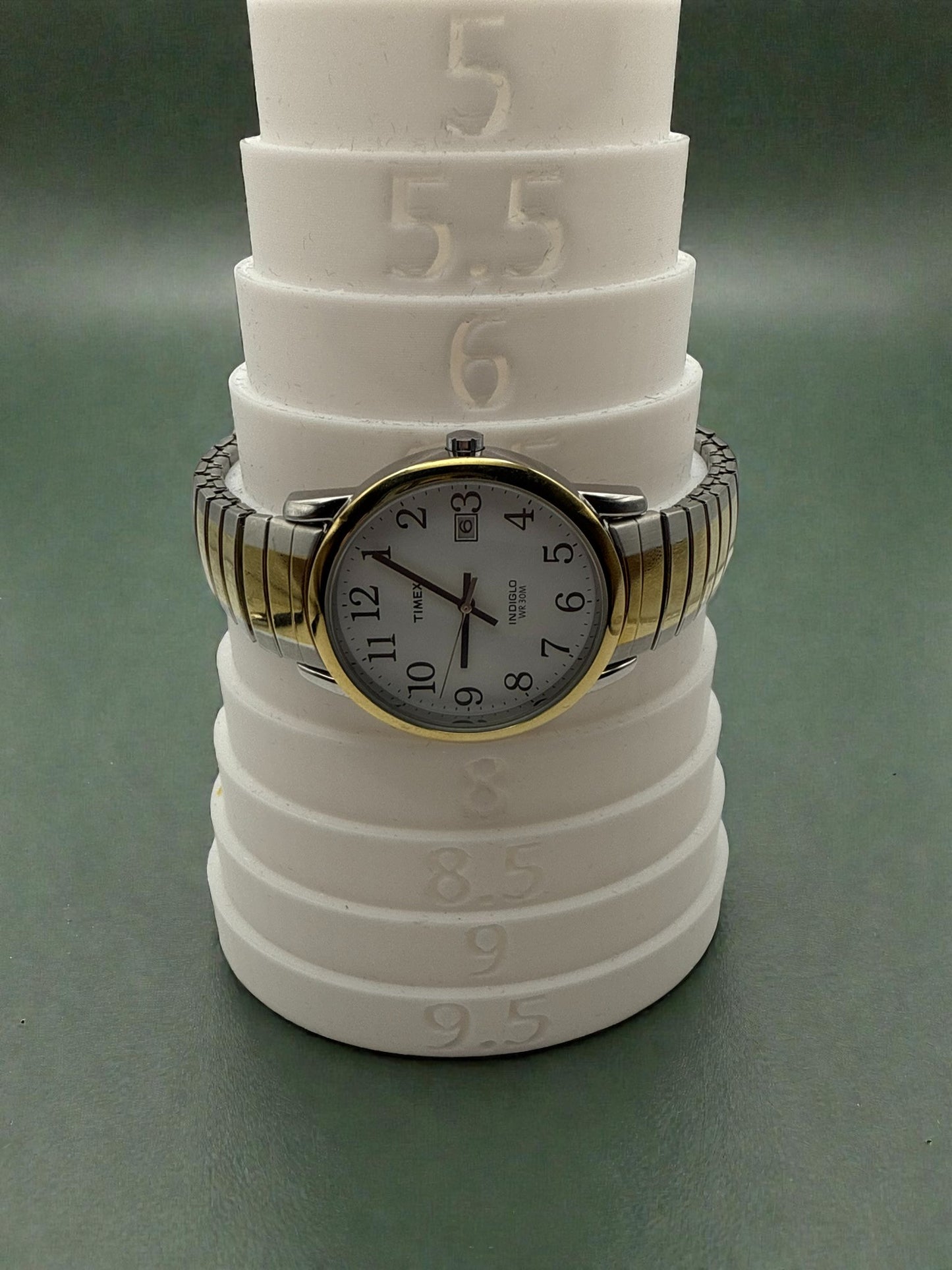 Vintage Timex Indiglo Mixed Metal Stretch Watch 6.5-7.5