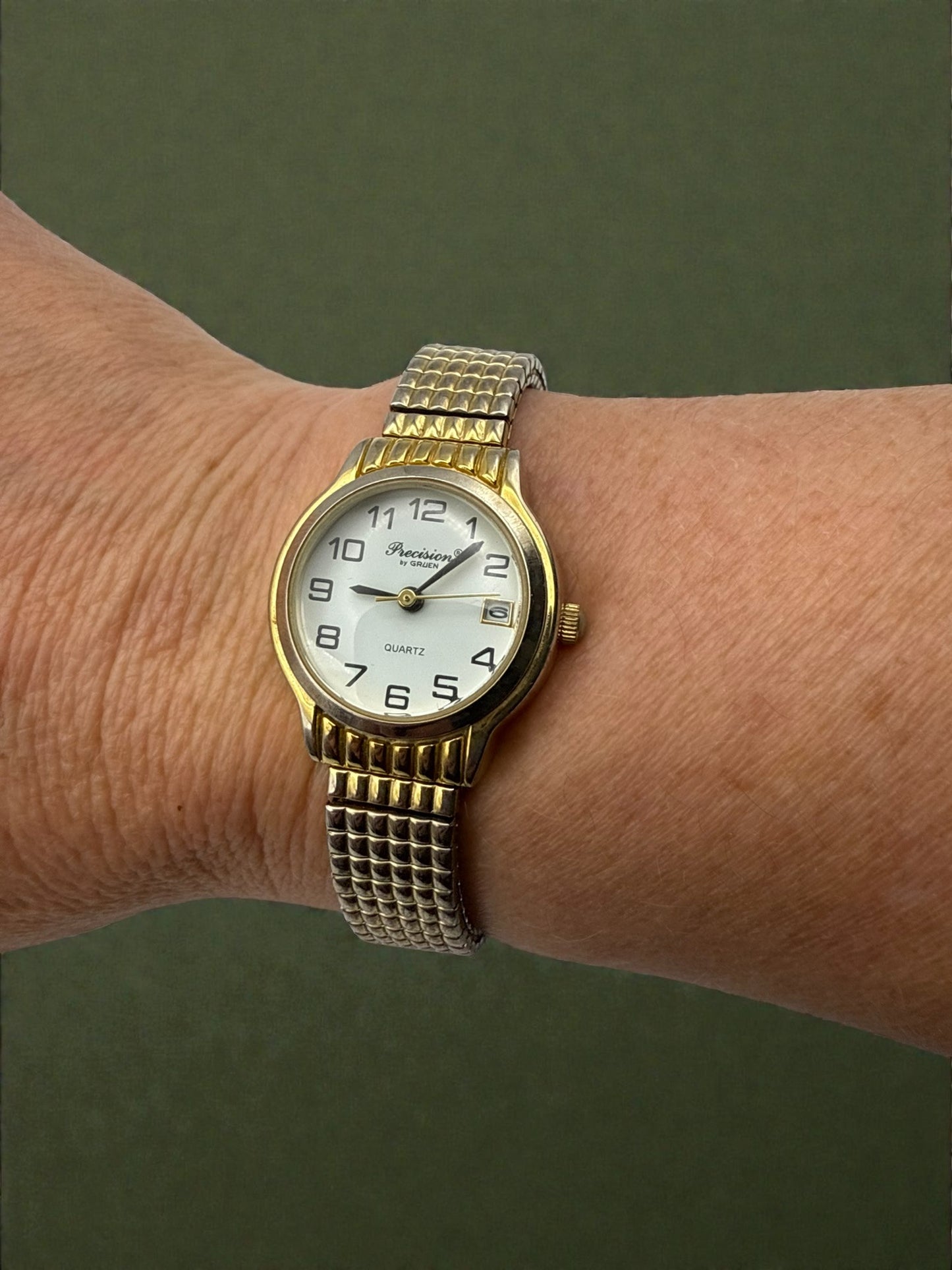 Vintage Gruen Precision Gold Tone Stretch Watch 6.5"