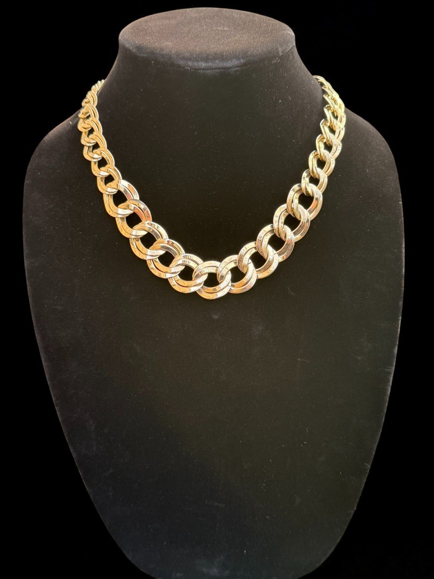 Vintage Golden Link Luxe Statement Necklace 18"