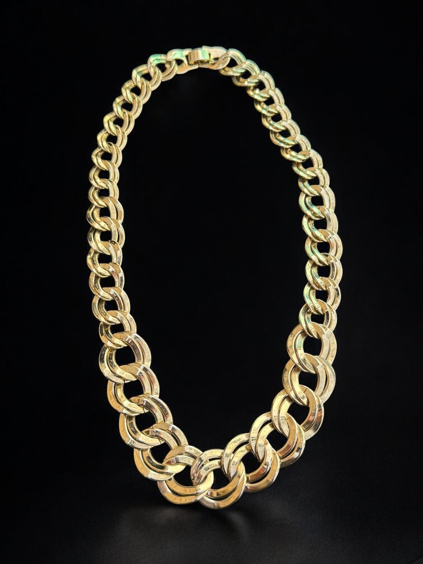 Vintage Golden Link Luxe Statement Necklace 18"
