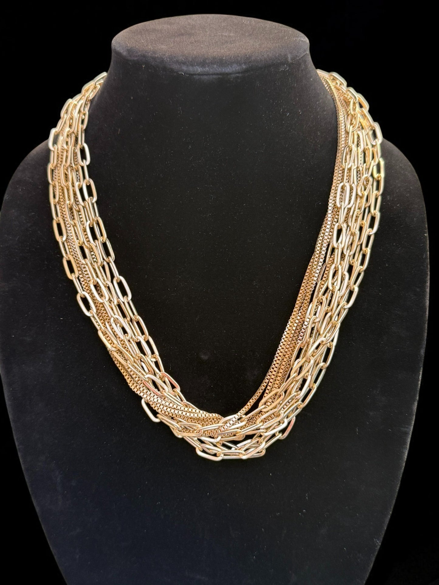 Vintage Golden Interlude Layered Chain Necklace 21-24"