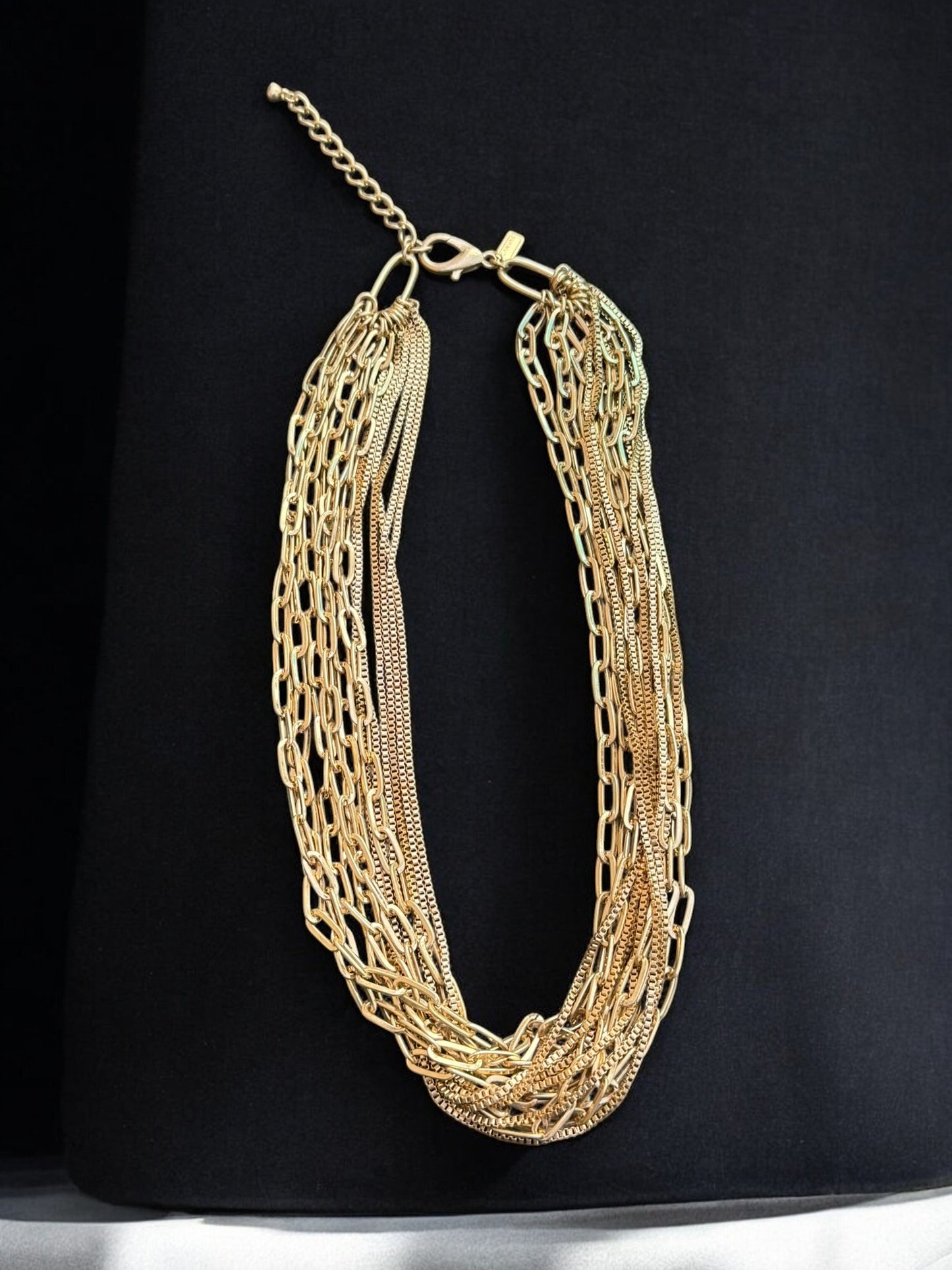 Vintage Golden Interlude Layered Chain Necklace 21-24"