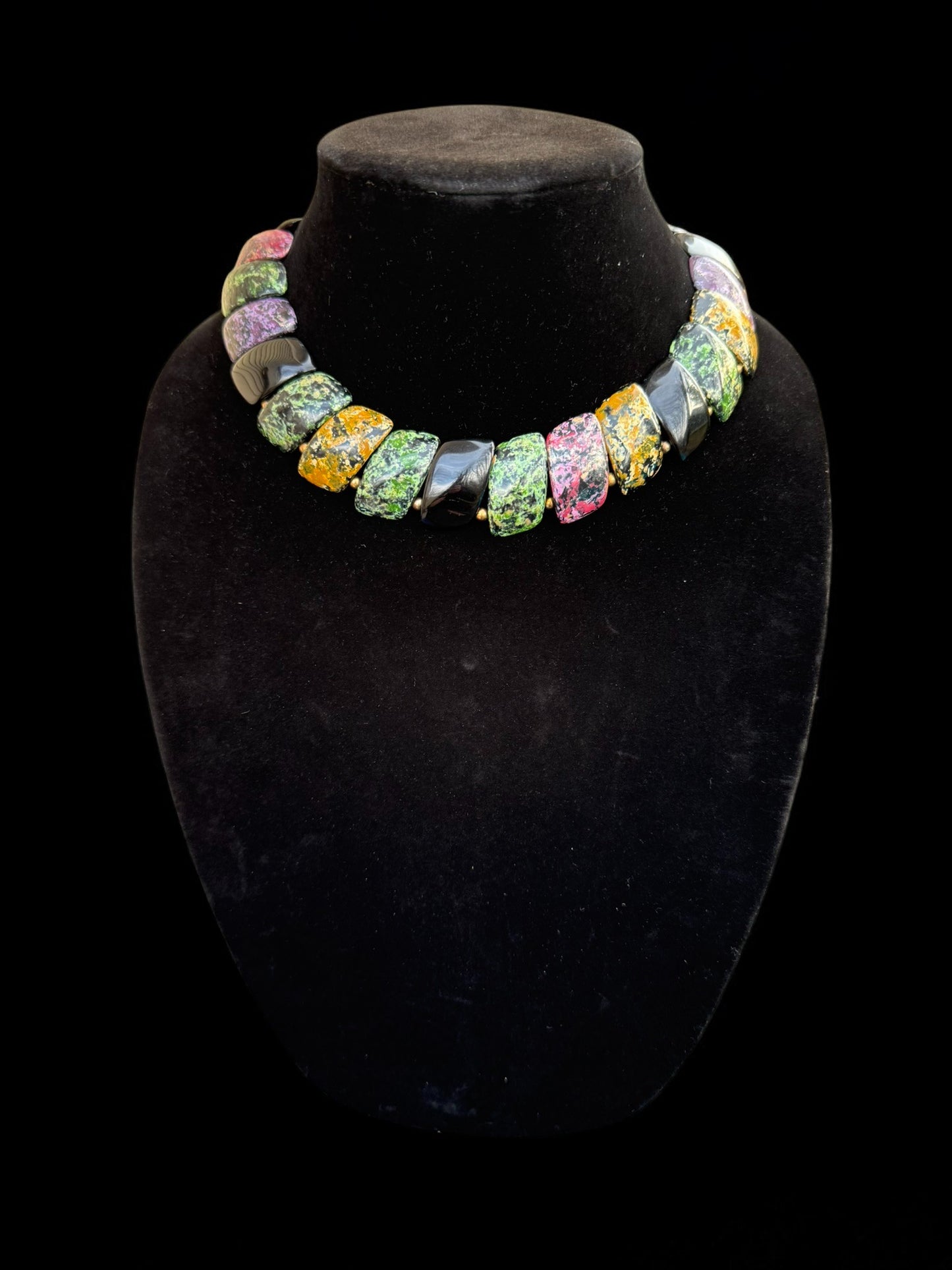 Vintage Tile Collar Necklace 14"