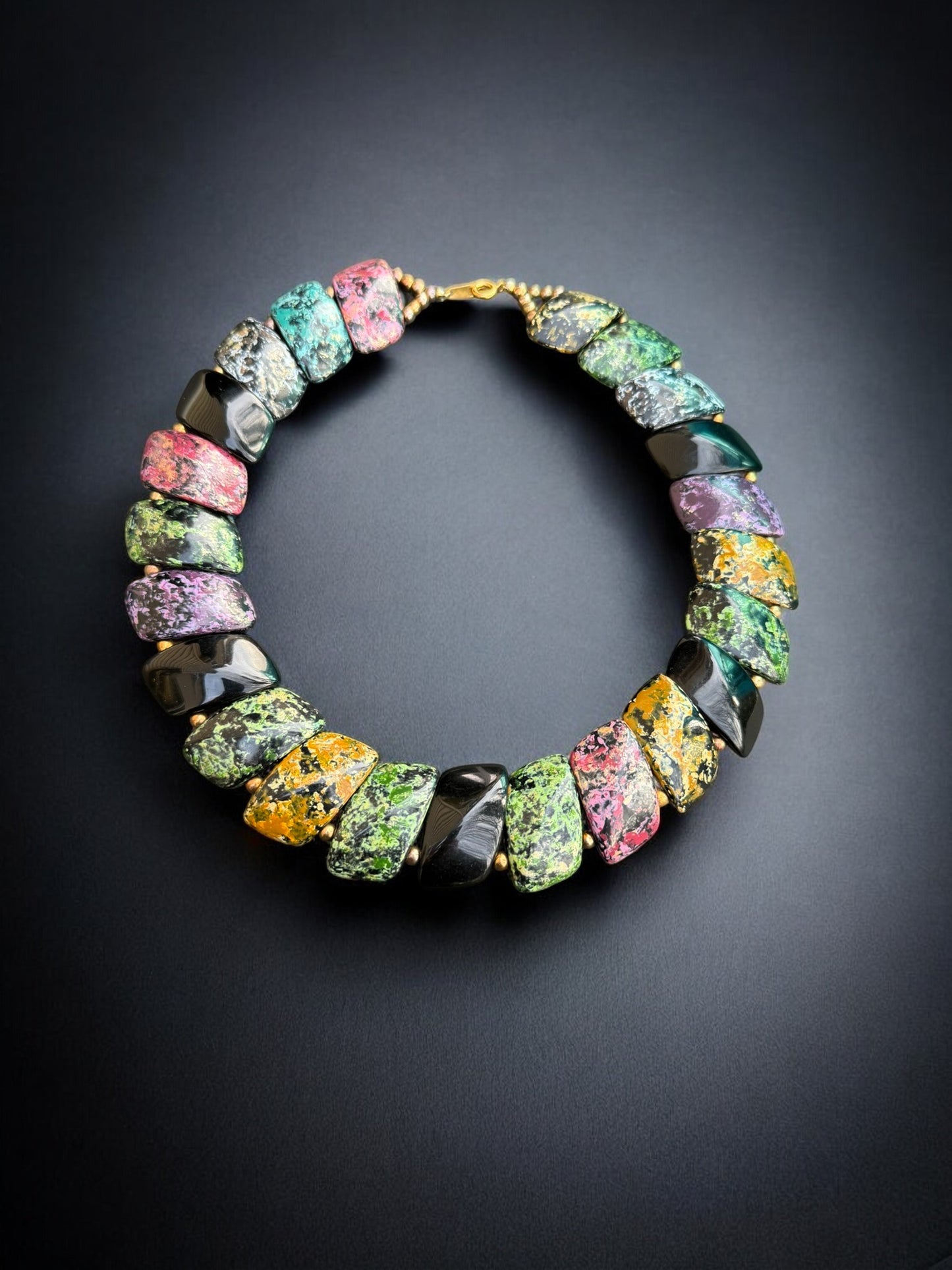 Vintage Tile Collar Necklace 14"