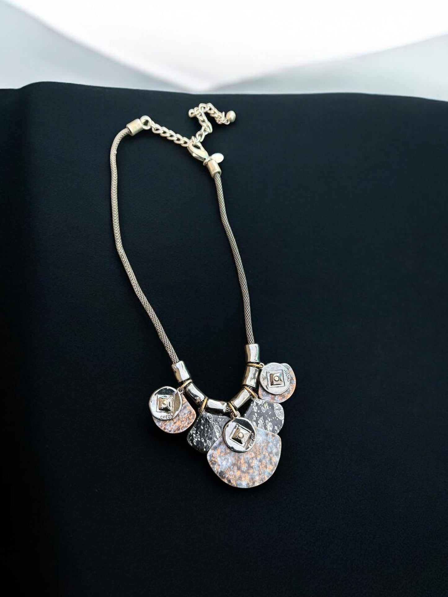 Vintage Chico's Stone Echo Silver Necklace 16-20"