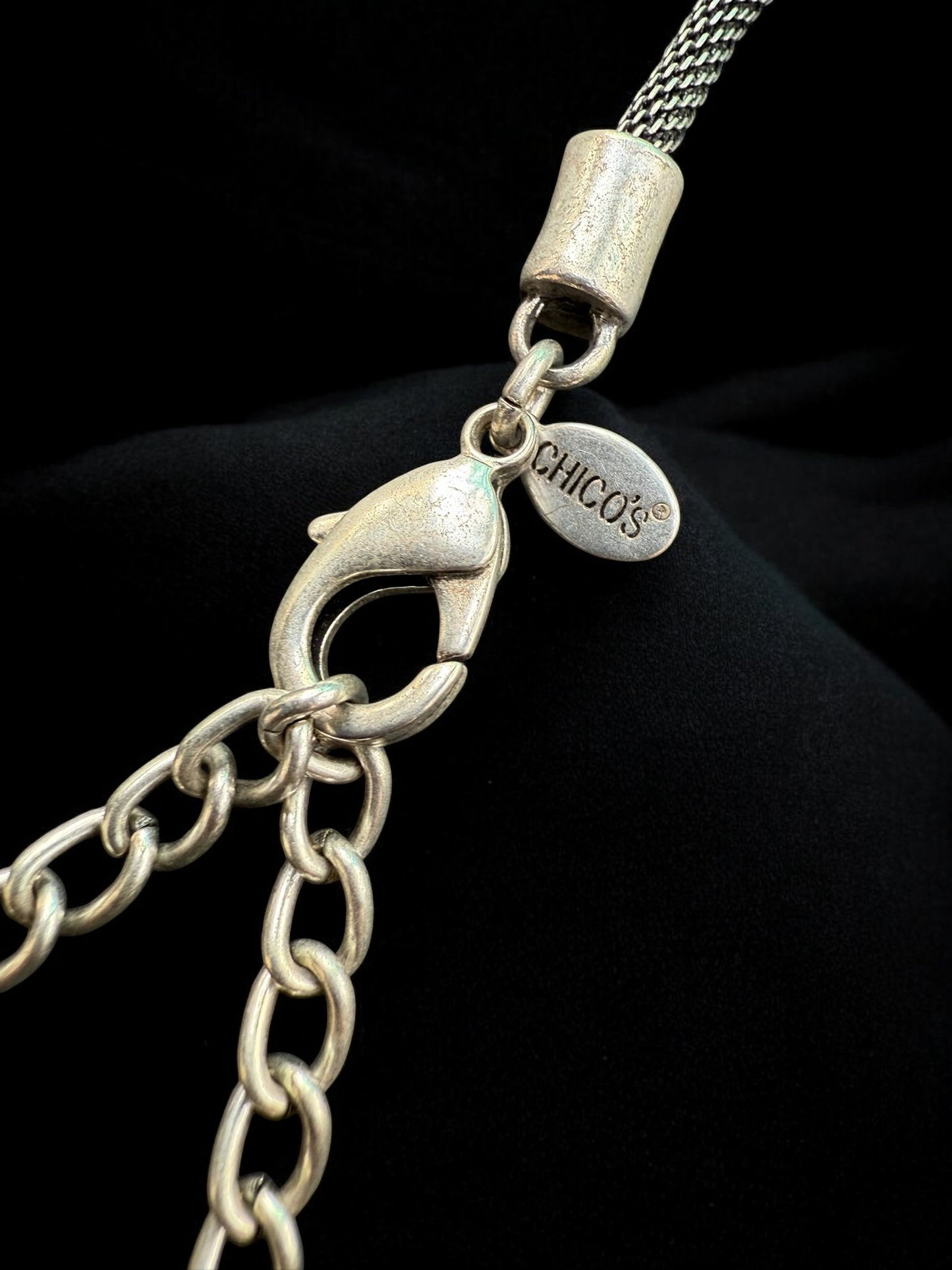 Vintage Chico's Stone Echo Silver Necklace 16-20"