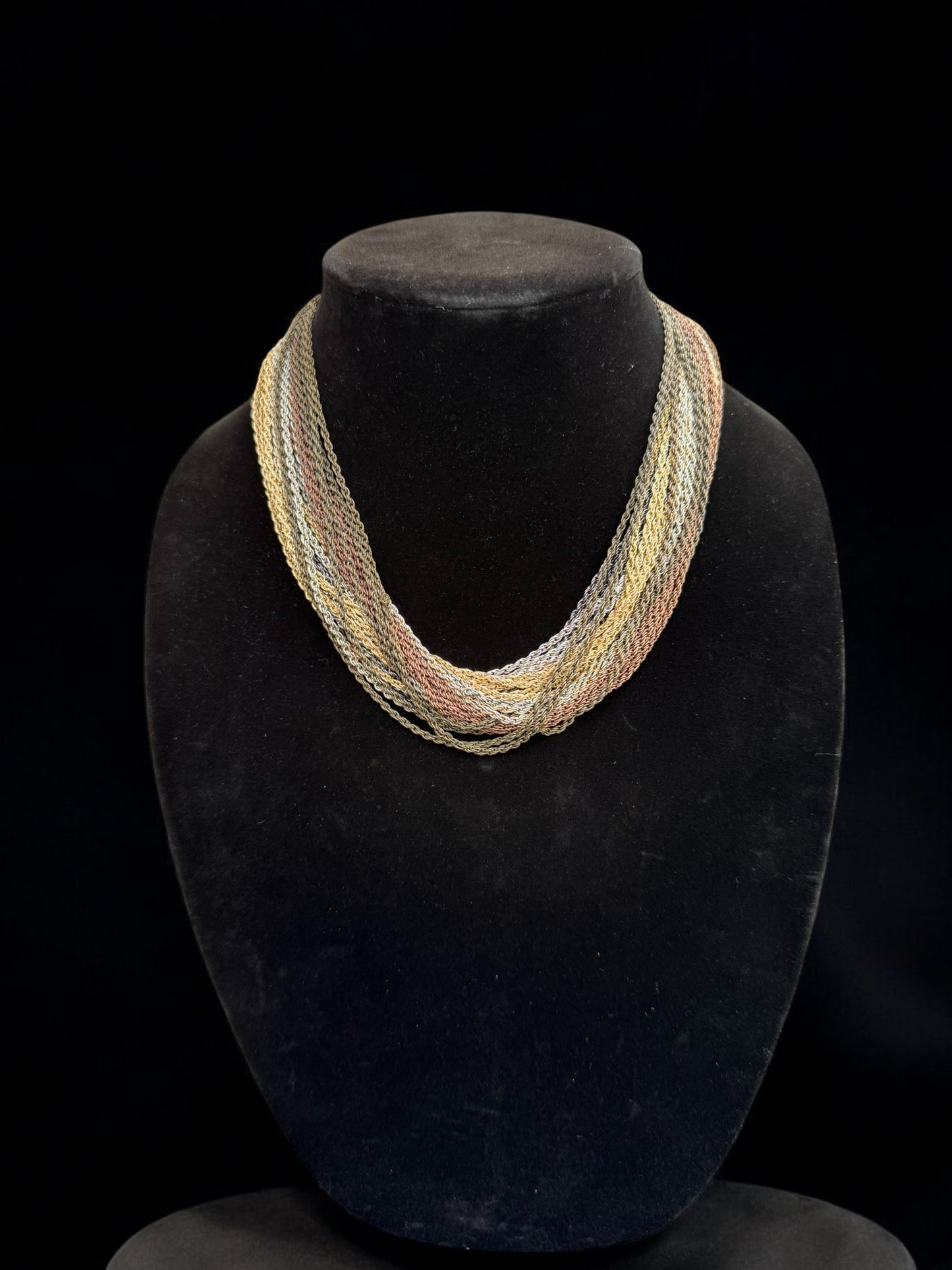 Vintage Champagne Twilight Multi-Chain Necklace 17"