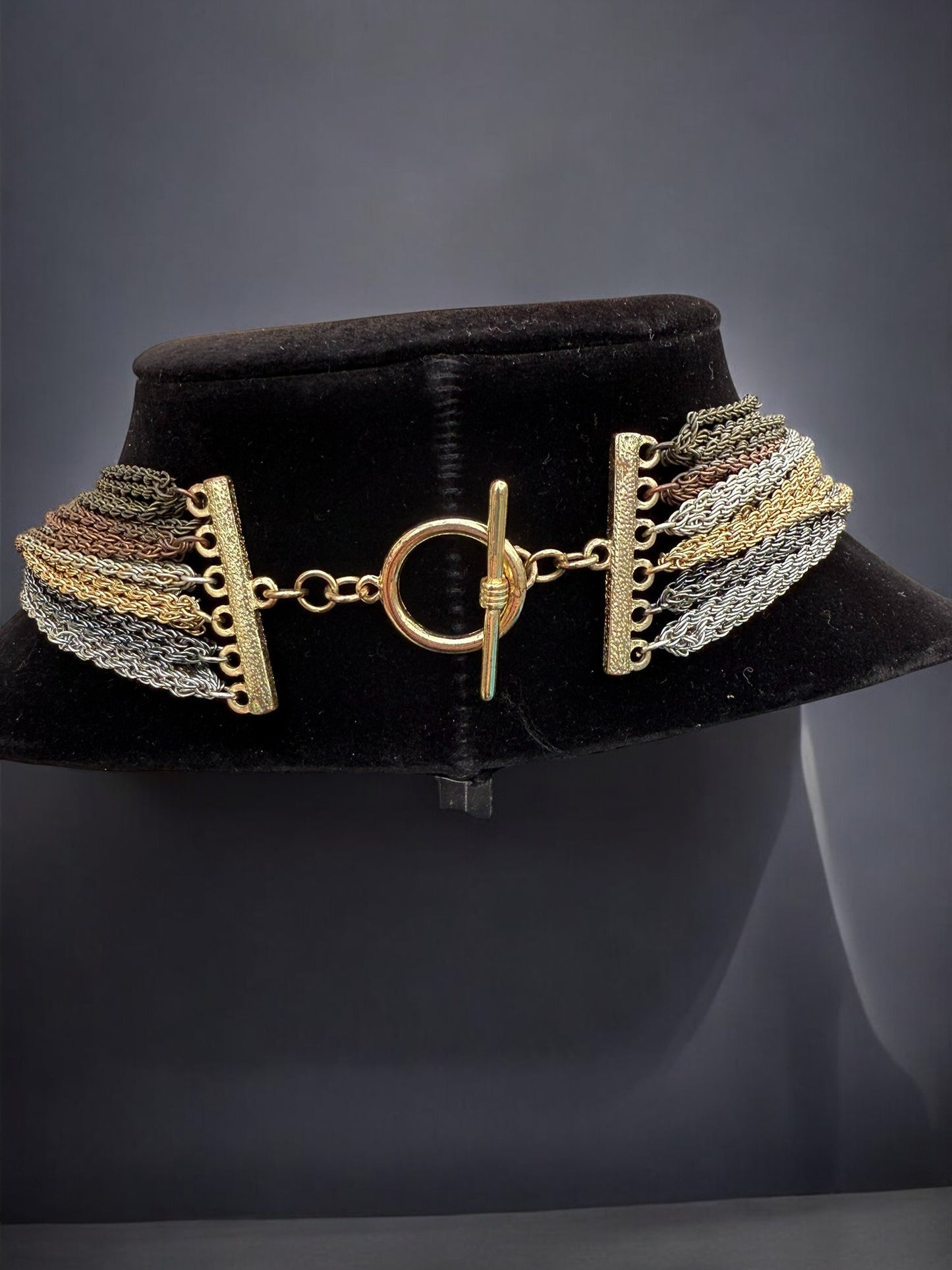 Vintage Champagne Twilight Multi-Chain Necklace 17"