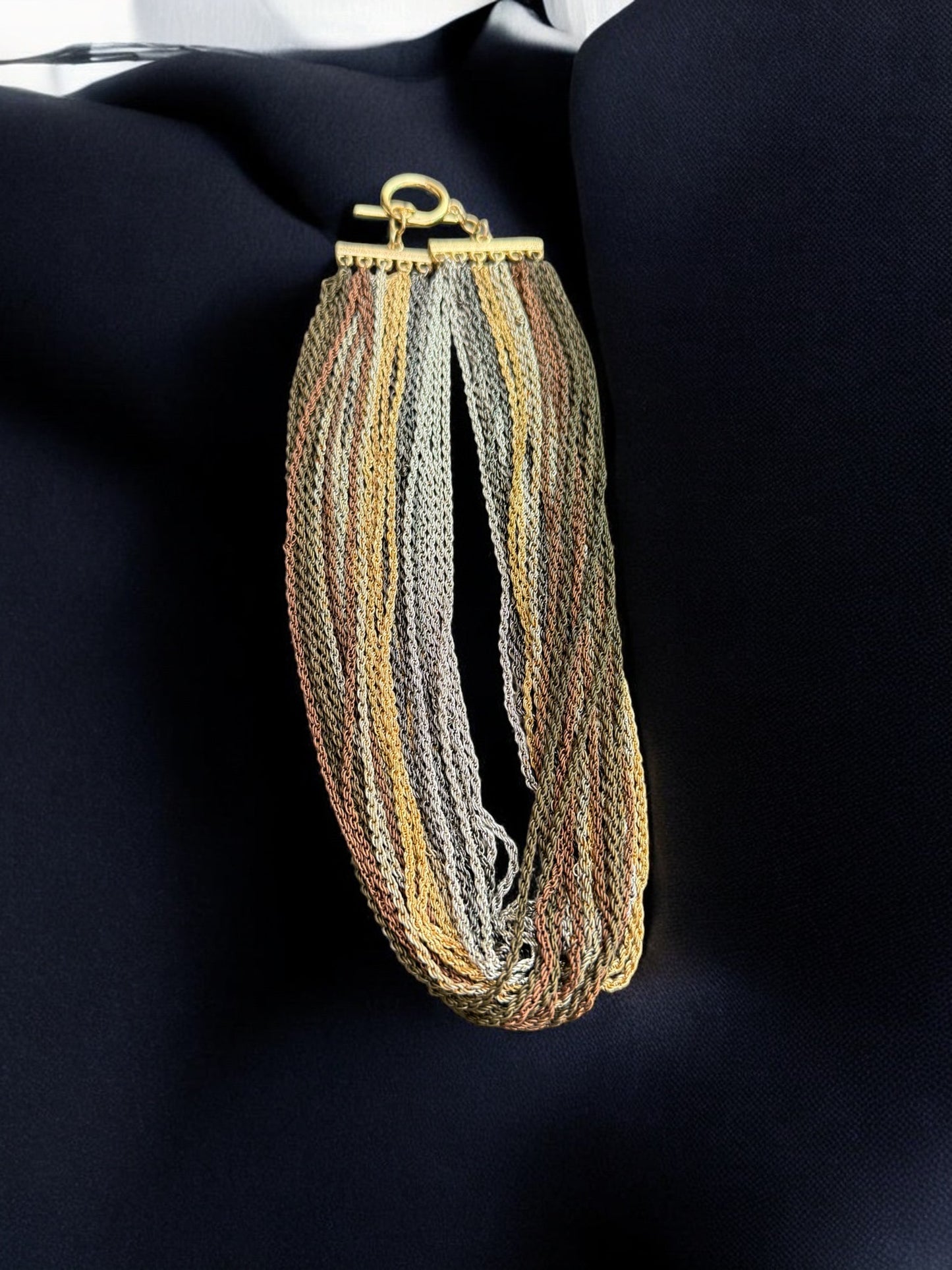 Vintage Champagne Twilight Multi-Chain Necklace 17"