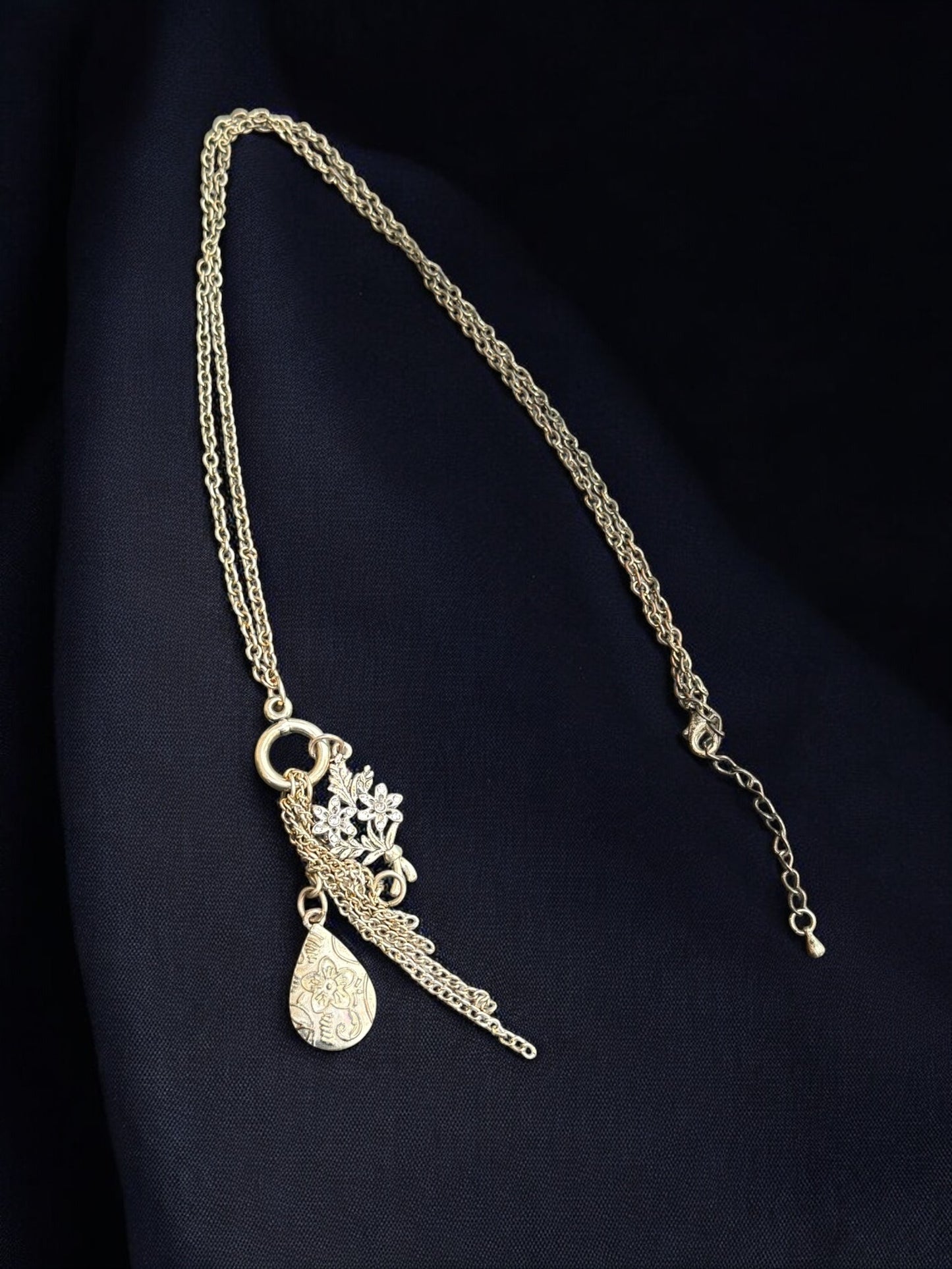 Vintage Silver Garden Charm Necklace 30"