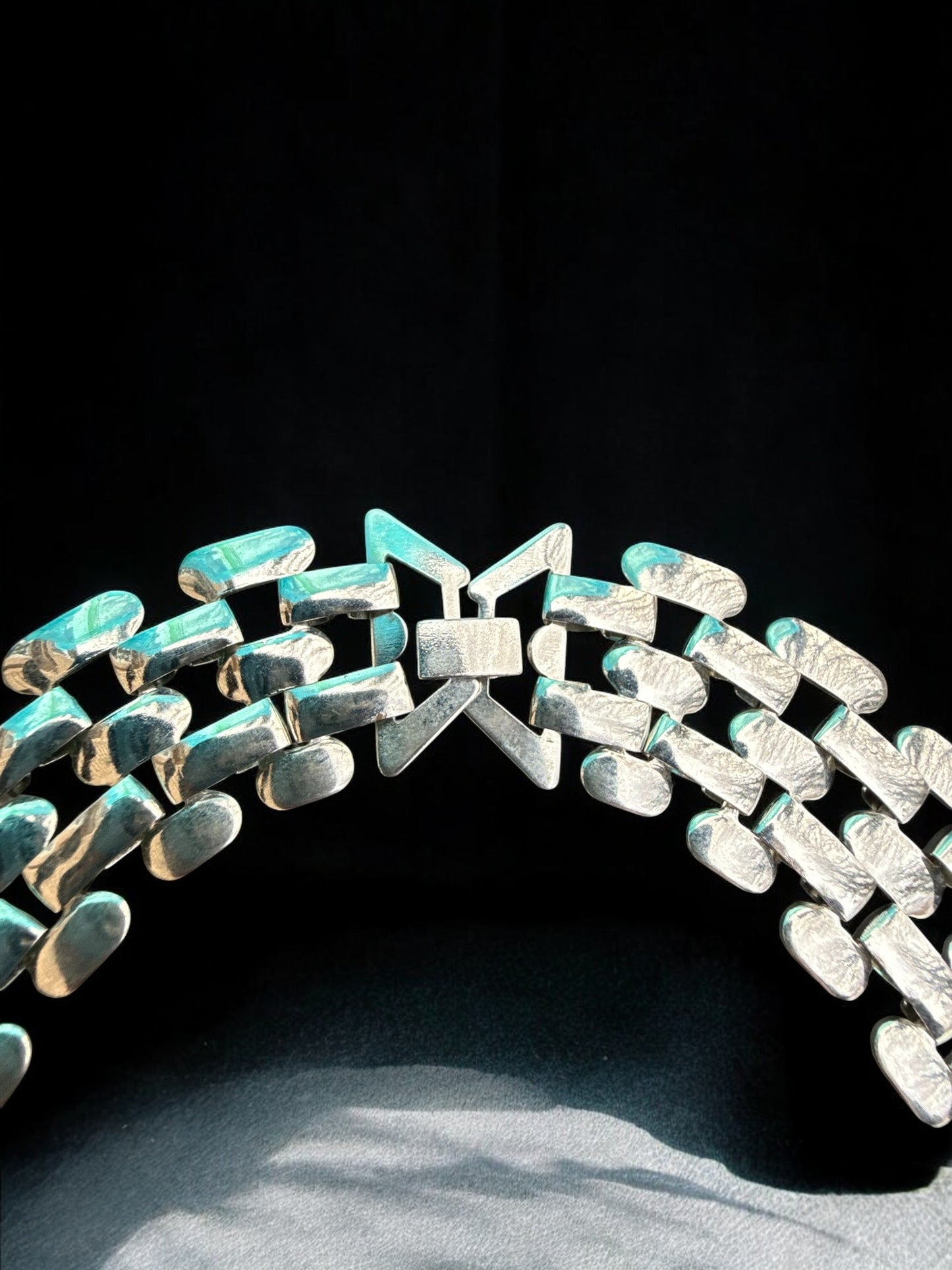 Vintage Silver Cascade Collar Necklace 17"