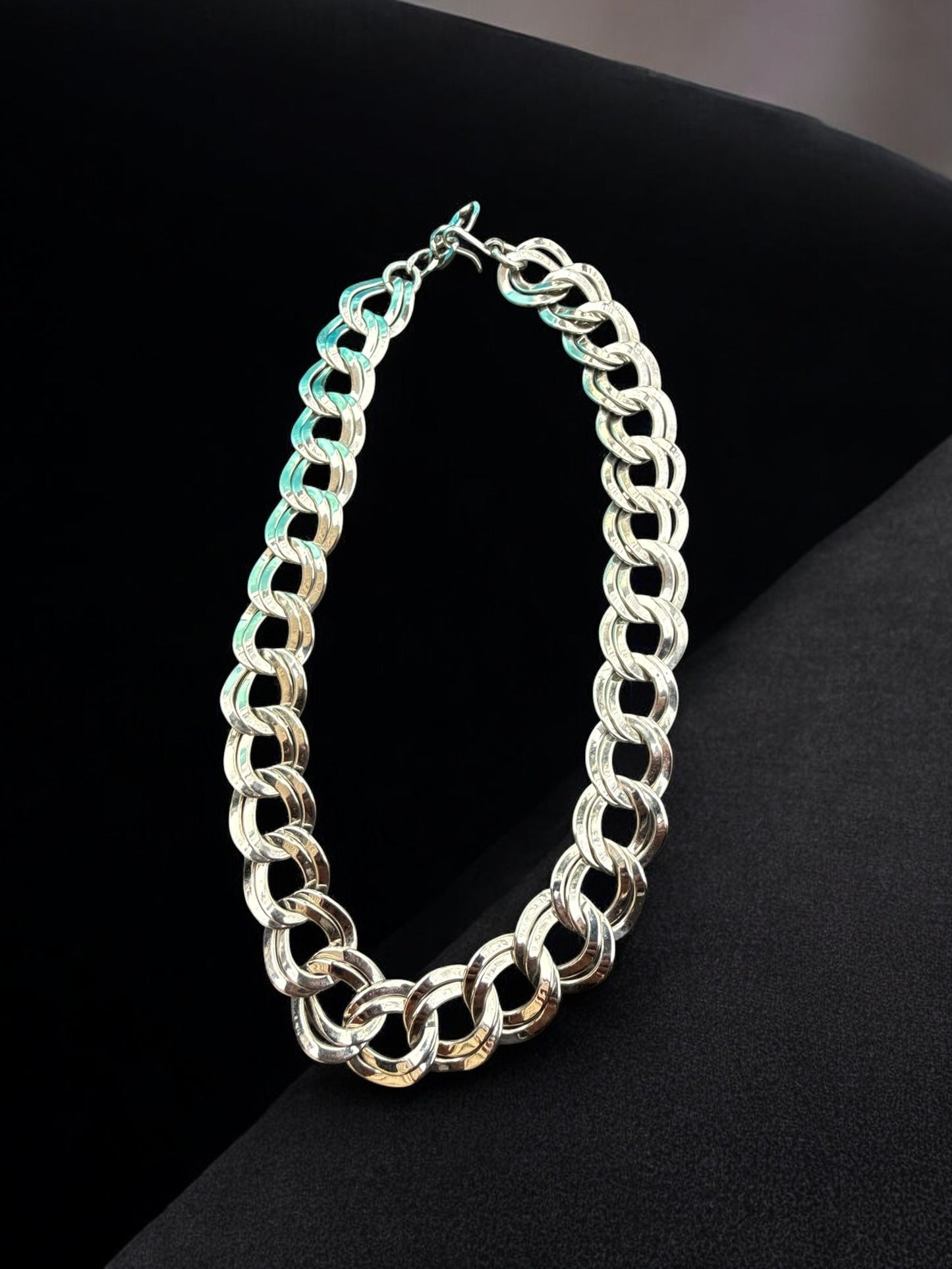 Vintage Silver Link Statement Necklace 18-19"