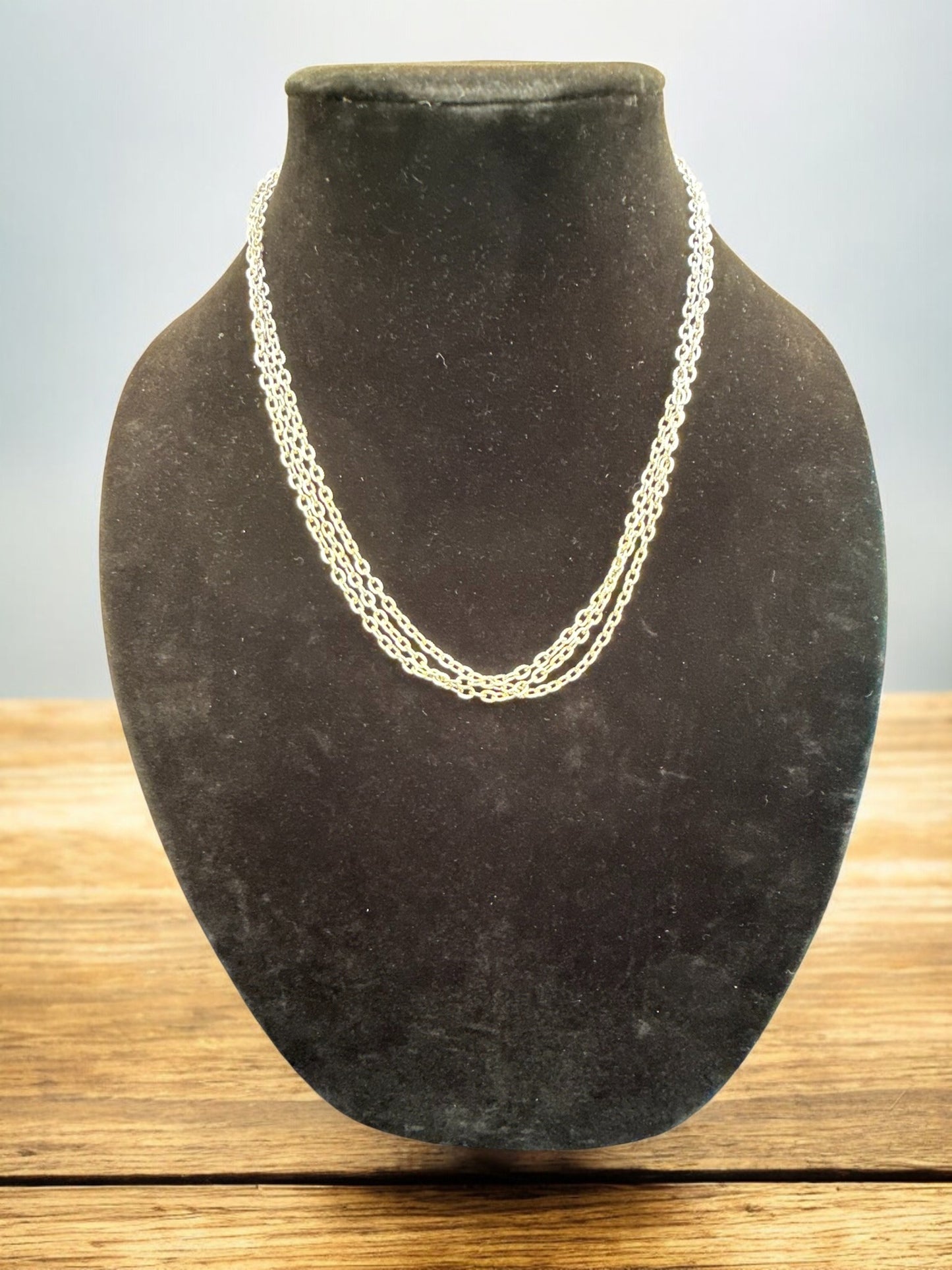 Silver Hour Layered Chain Necklace 17.5-21"