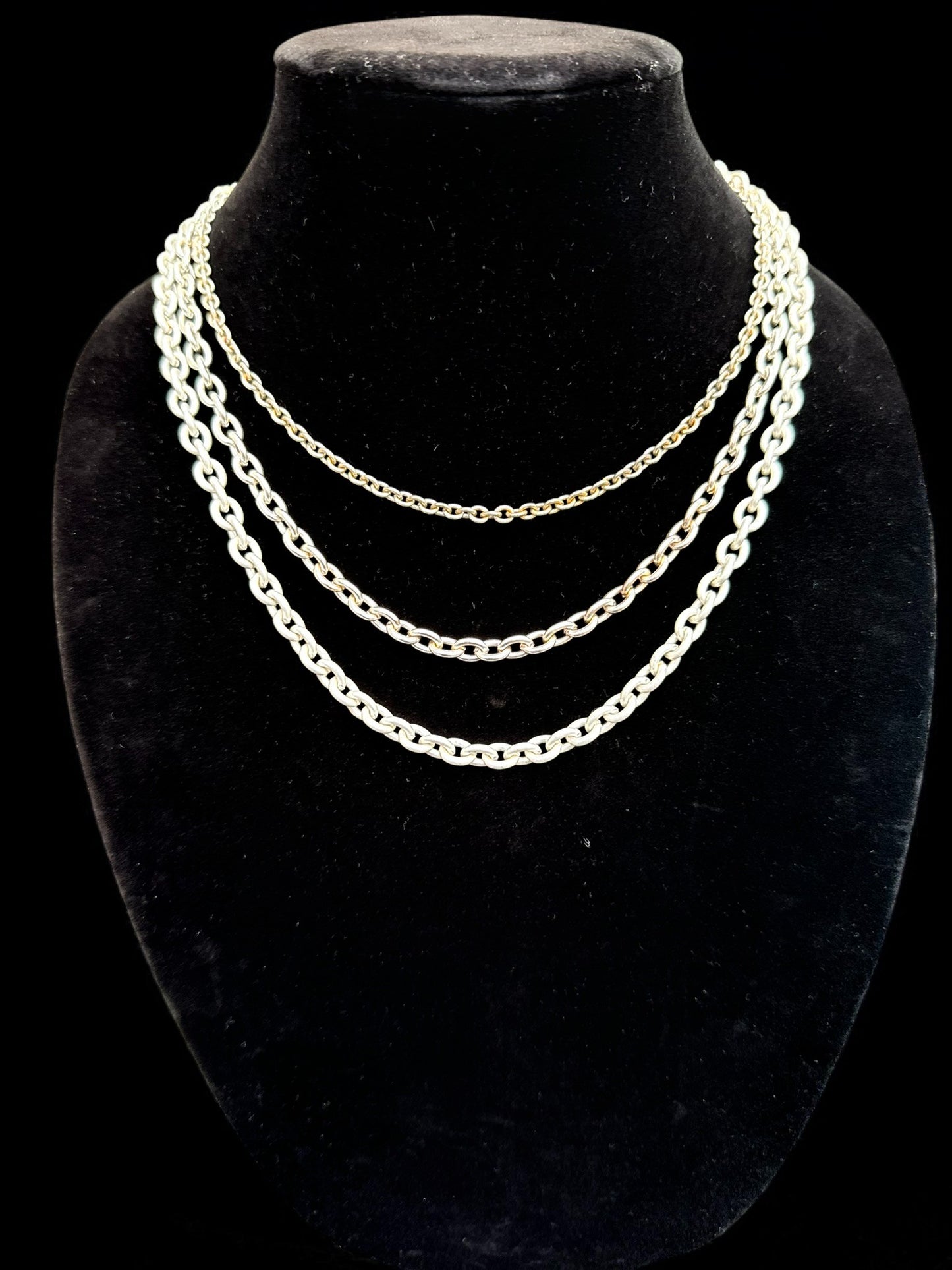 Vintage Talbots Triple Luxe Layer Chain Necklace 16-18"